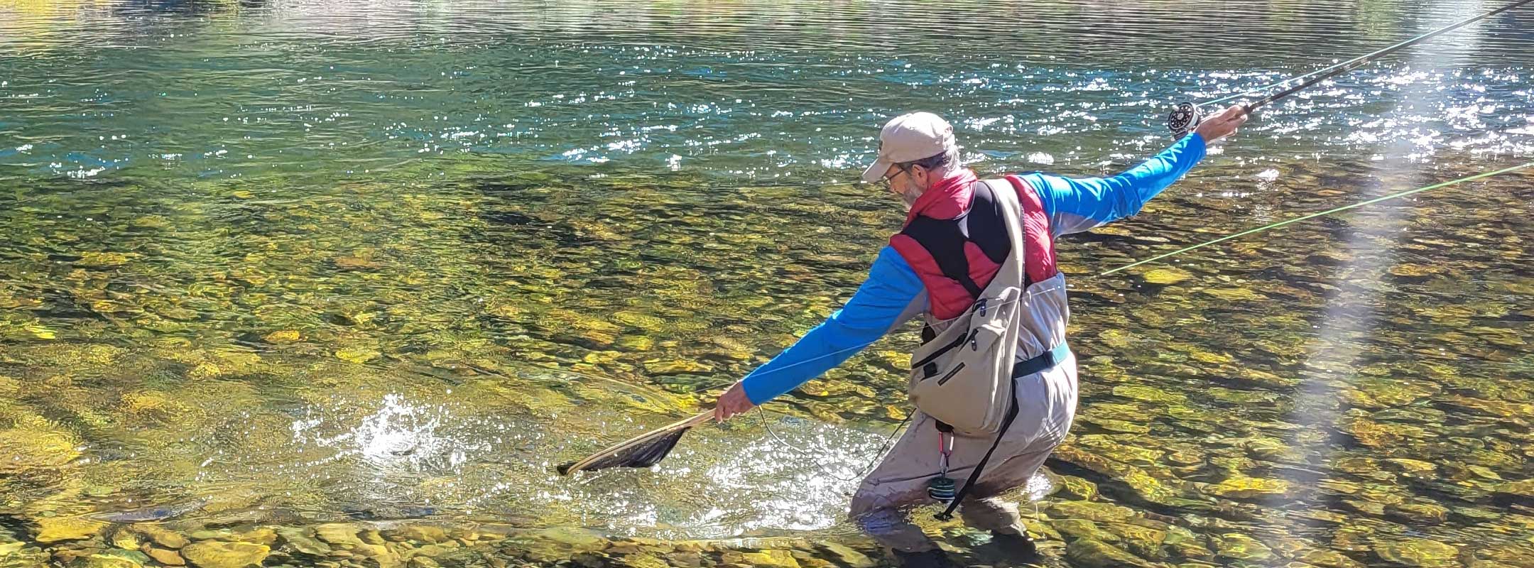 flyfisherman fishing with classic streamer flies
