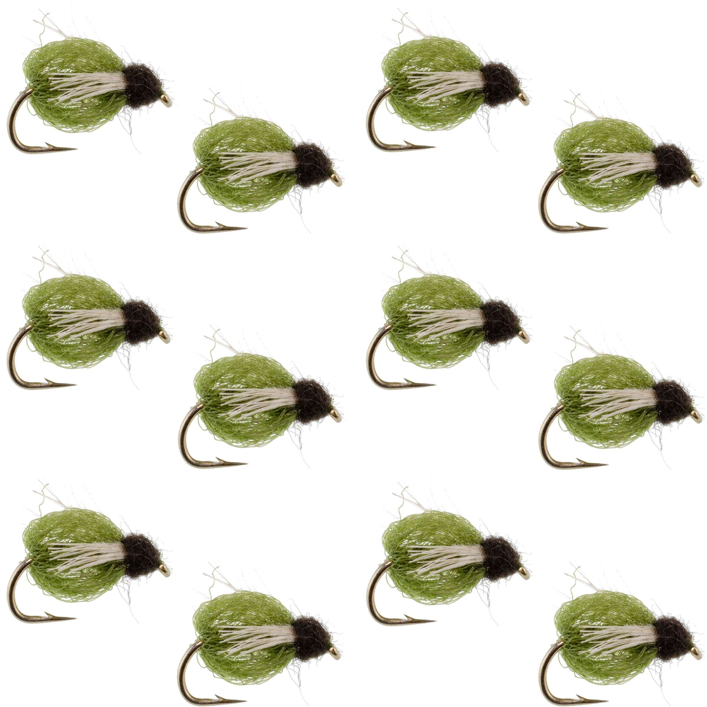 LaFontaine Olive Deep Sparkle Caddis Pupa - 1 Dozen Flies Hook Size 18