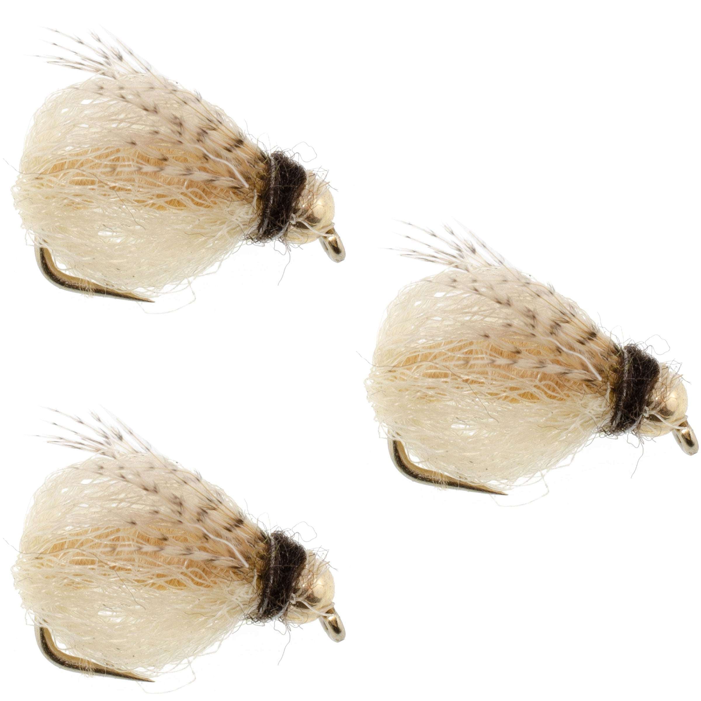 3 Pack Bead Head LaFontaine Tan Deep Sparkle Caddis Pupa - Hook Size 18