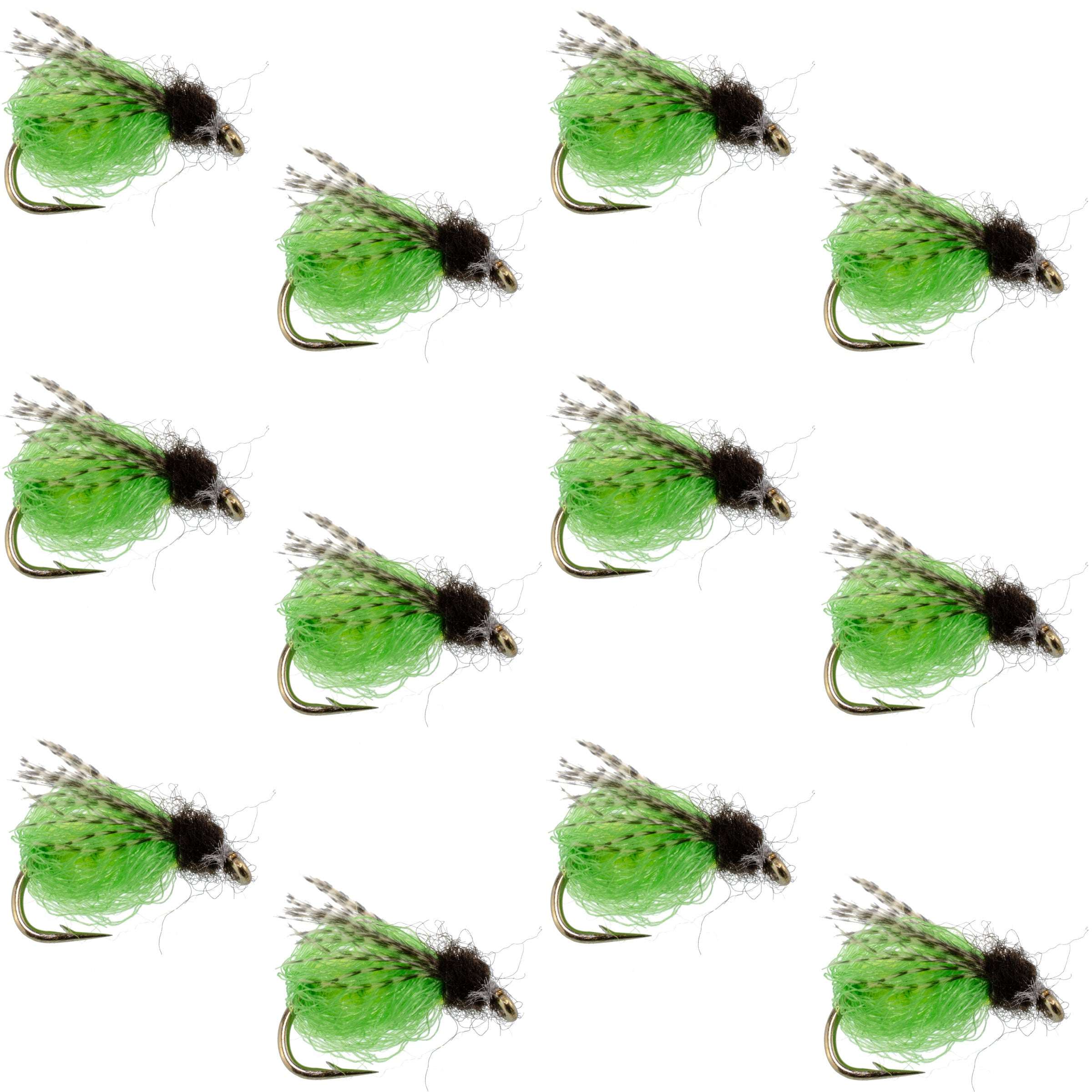LaFontaine Bright Green Deep Sparkle Caddis Pupa - 1 Dozen Flies Hook Size 16
