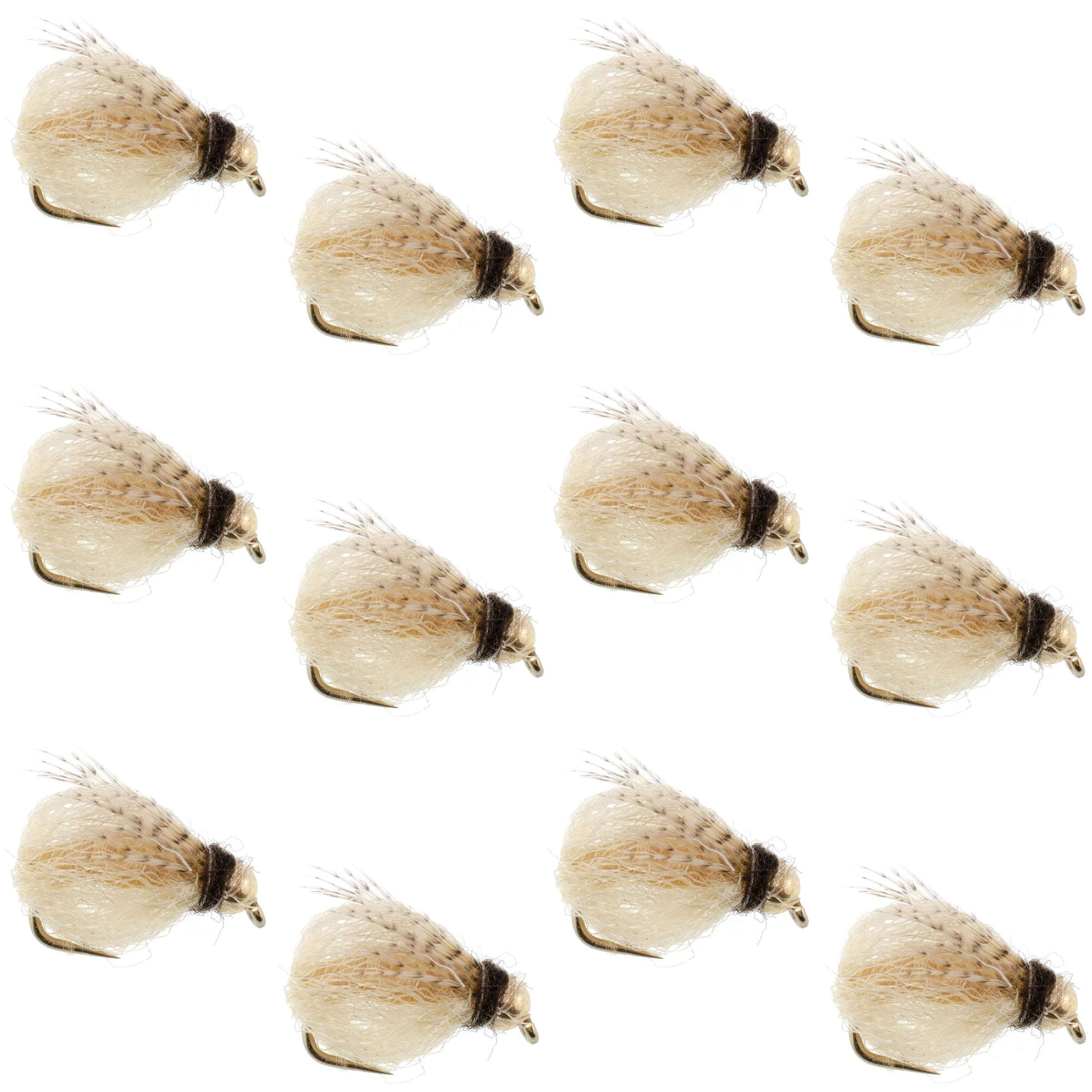 Bead Head LaFontaine Tan Deep Sparkle Caddis Pupa - 12Flies Size 16