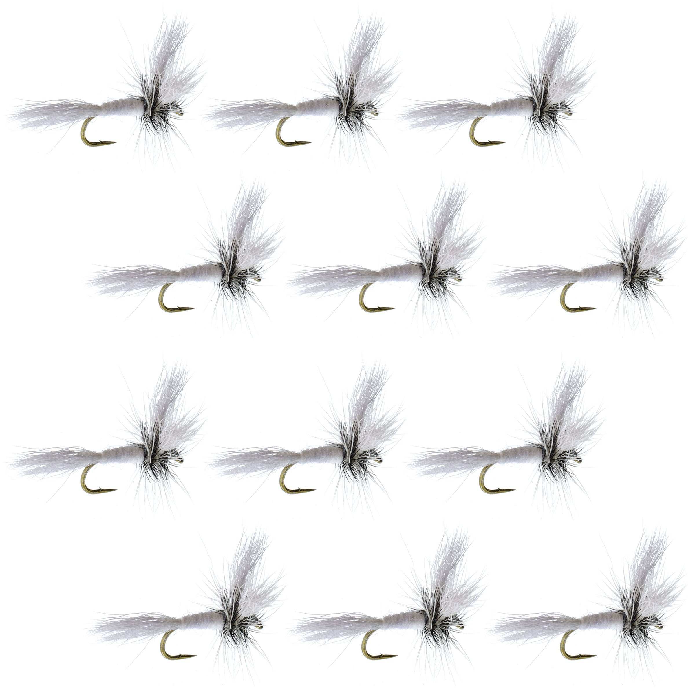 White Wulff Classic Hair Wing Dry Fly - 1 Dozen Flies Hook Size 14
