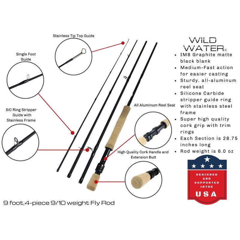 Deluxe Fly Fishing Kit, 7/8wt Rod | 9ft | 4piece | Wild Water Fly Fishing