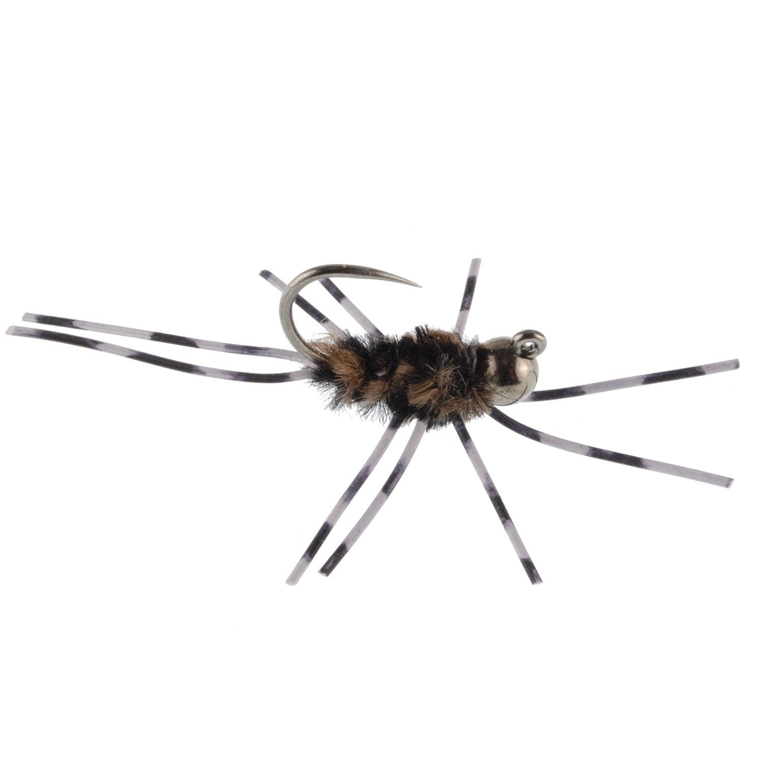 3 Pack Barbless Pat's Barred Rubber Legs Tungsten Bead Jigged Coffee/Black Euro Nymph - Hook Size 6