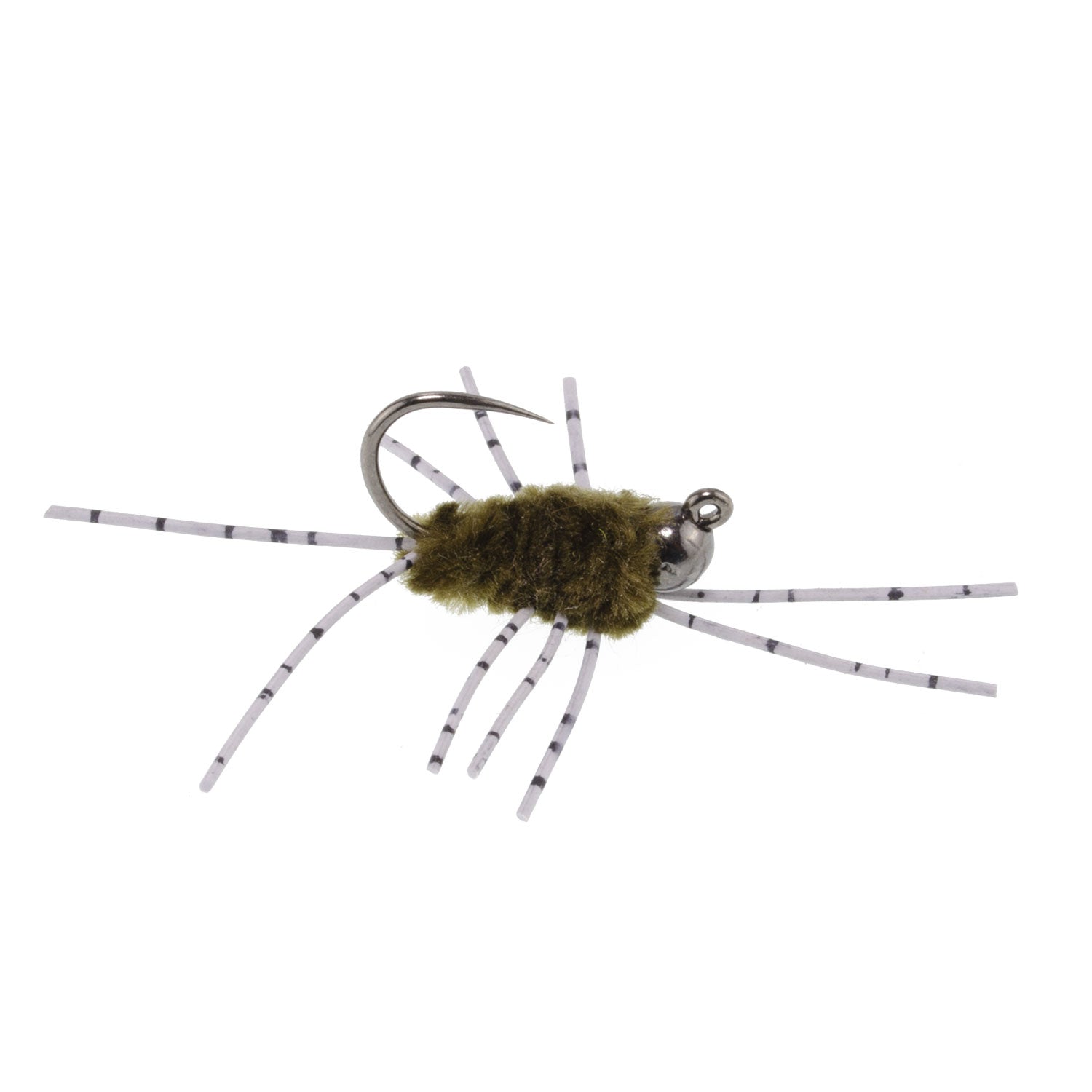 3 Pack Barbless Pat's Barred Rubber Legs Tungsten Bead Jigged Dark Olive Euro Nymph - Hook Size 6