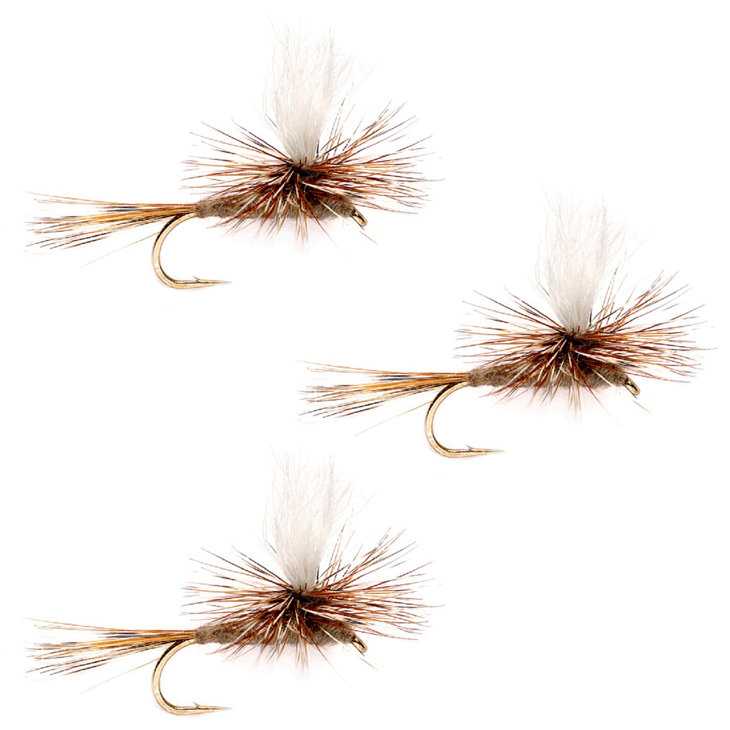 3 Pack Adams Parachute Classic Dry Fly - Hook Size 12