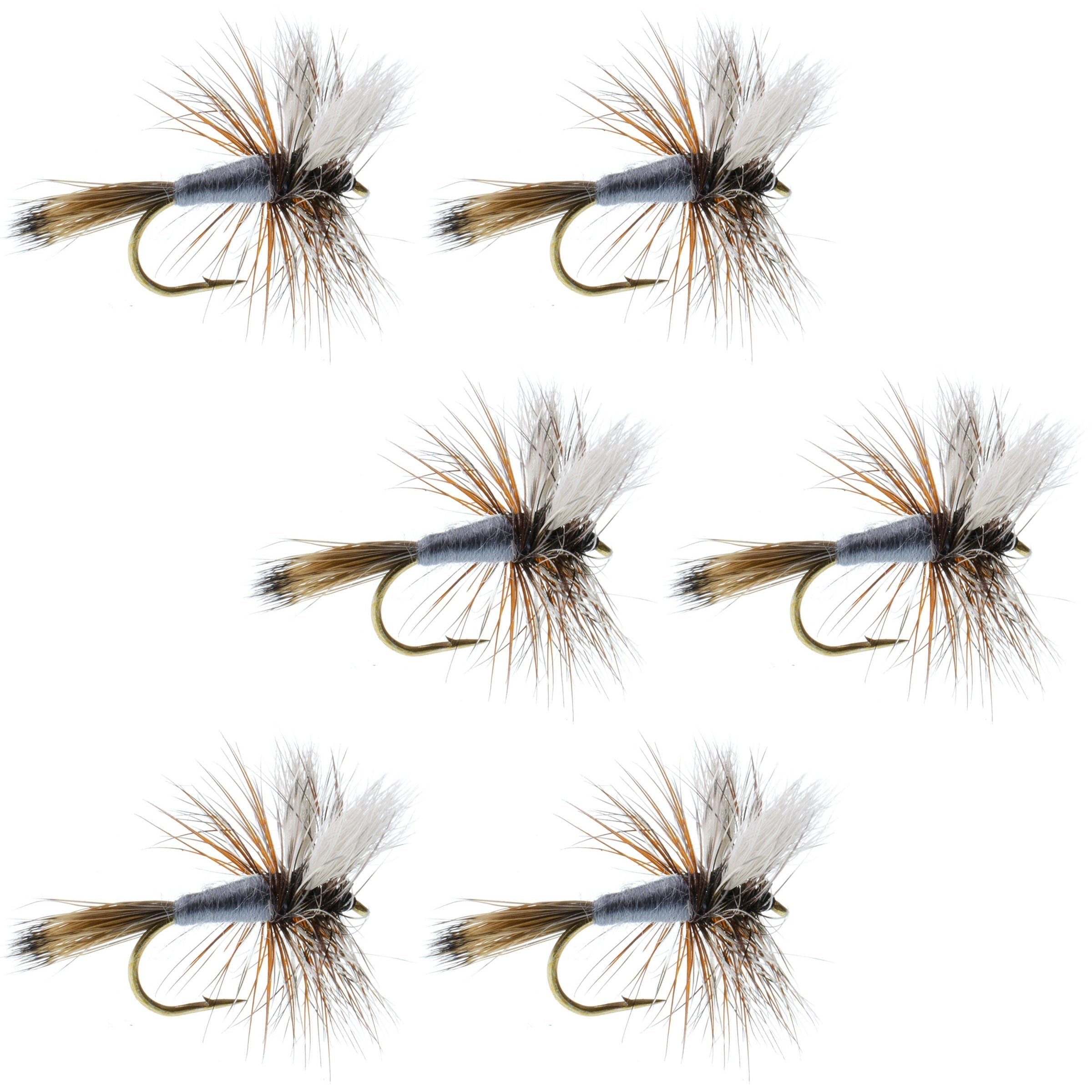 Adams Wulff Classic Dry Fly - 6 moscas - Anzuelo tamaño 8