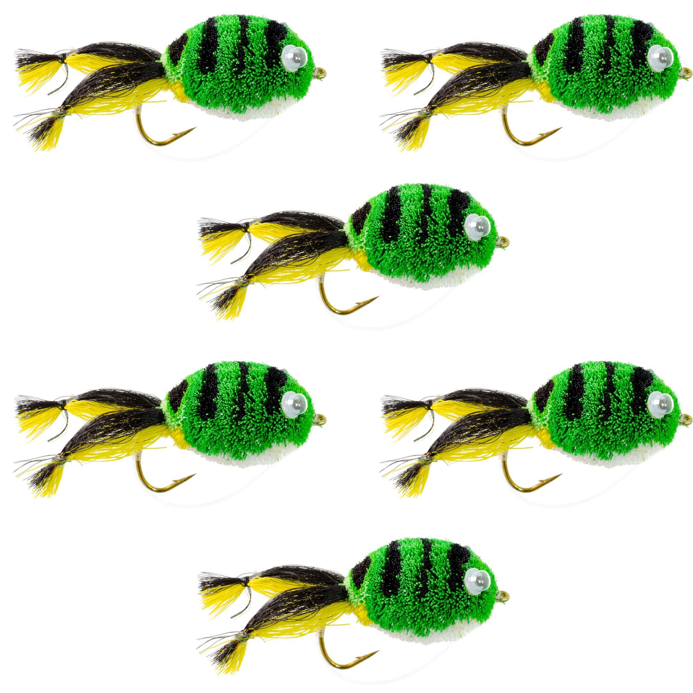 bass frog lure over weeds Messingers Frog Bass Fly Fishing Bug 6 Flies Hook Size 4 Wide Gape Bas
