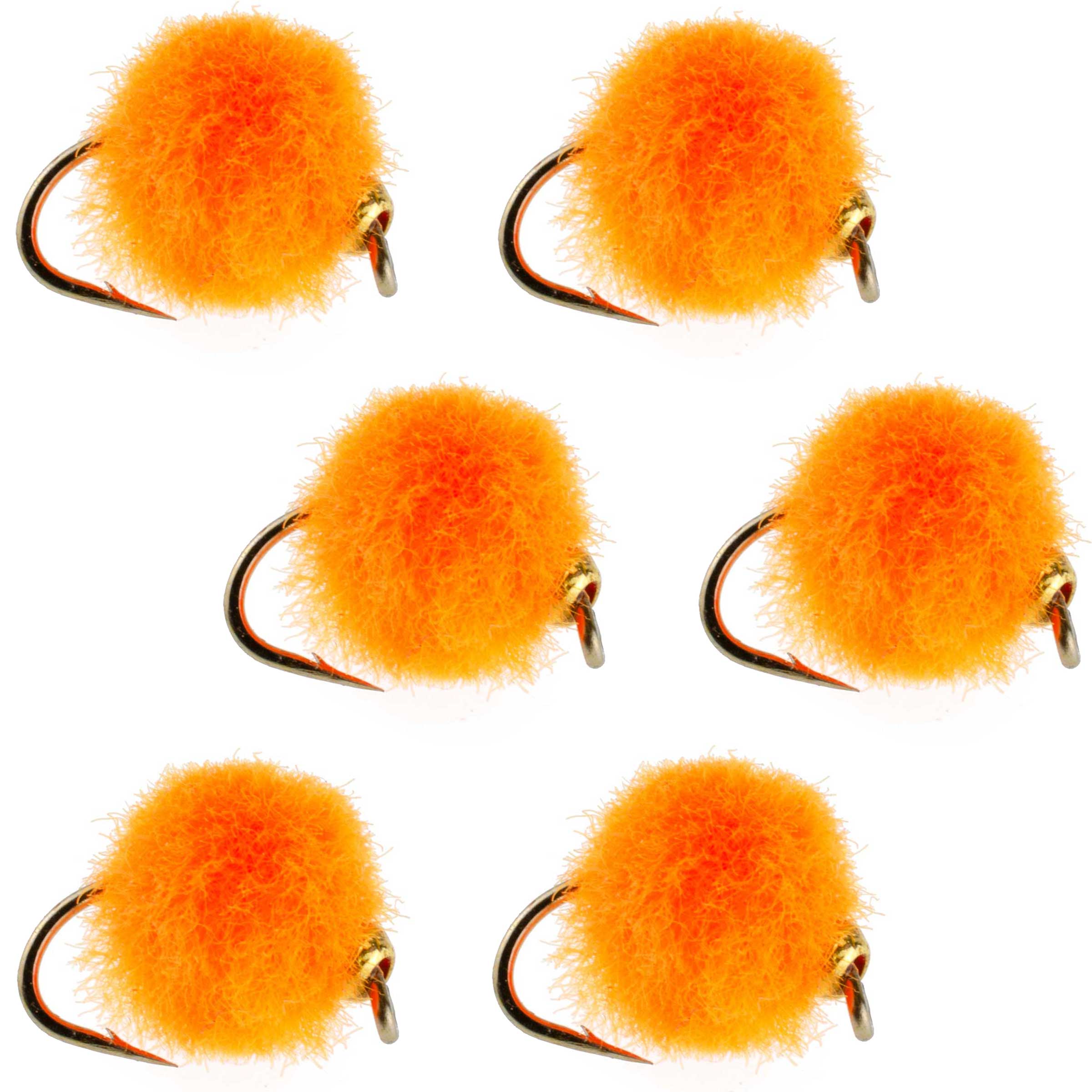 Bead Head Hot Orange Egg Moscas de pesca con mosca – 6 moscas gancho tamaño 16