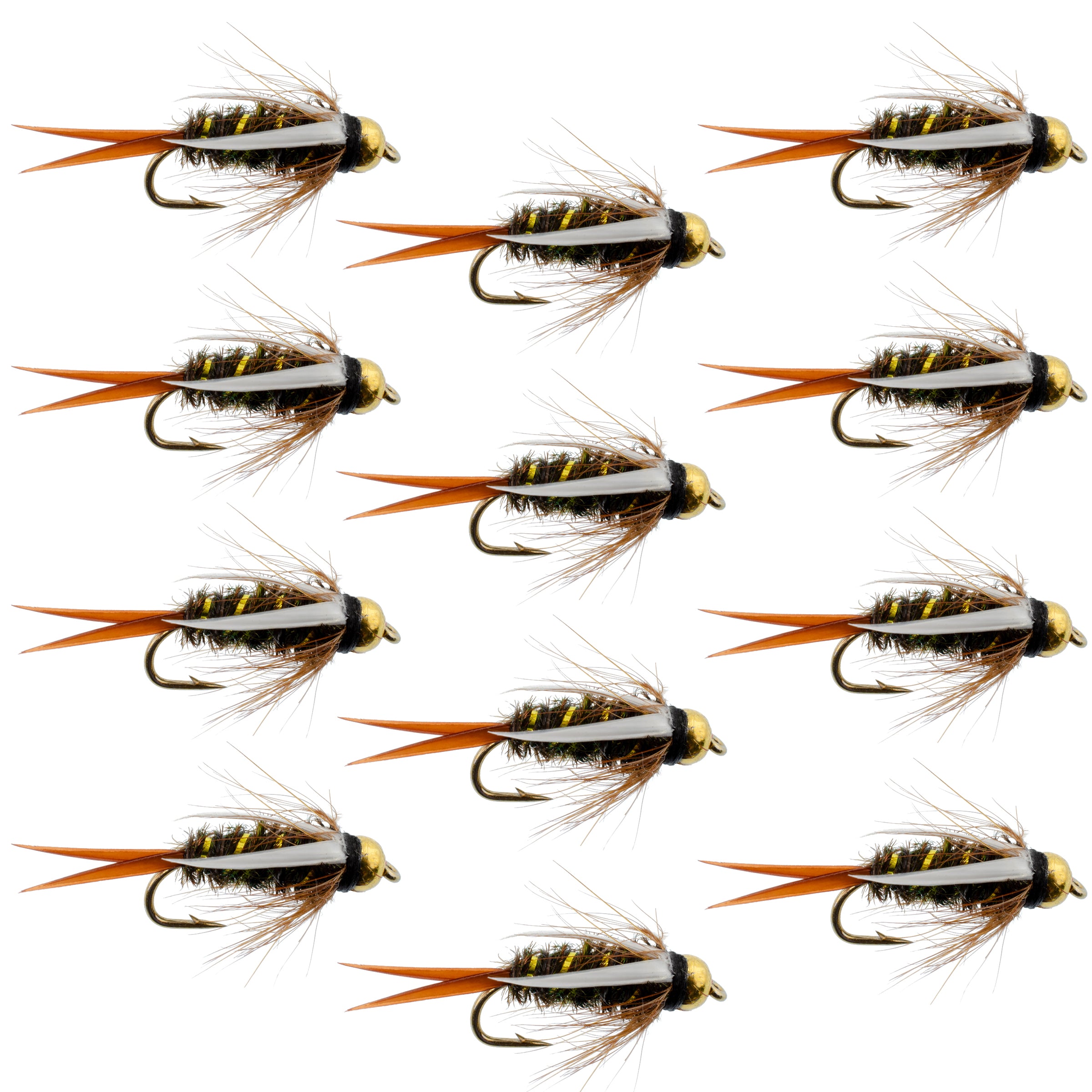 Bead Head Prince Nymph Moscas de pesca con mosca – 1 docena de moscas gancho tamaño 10