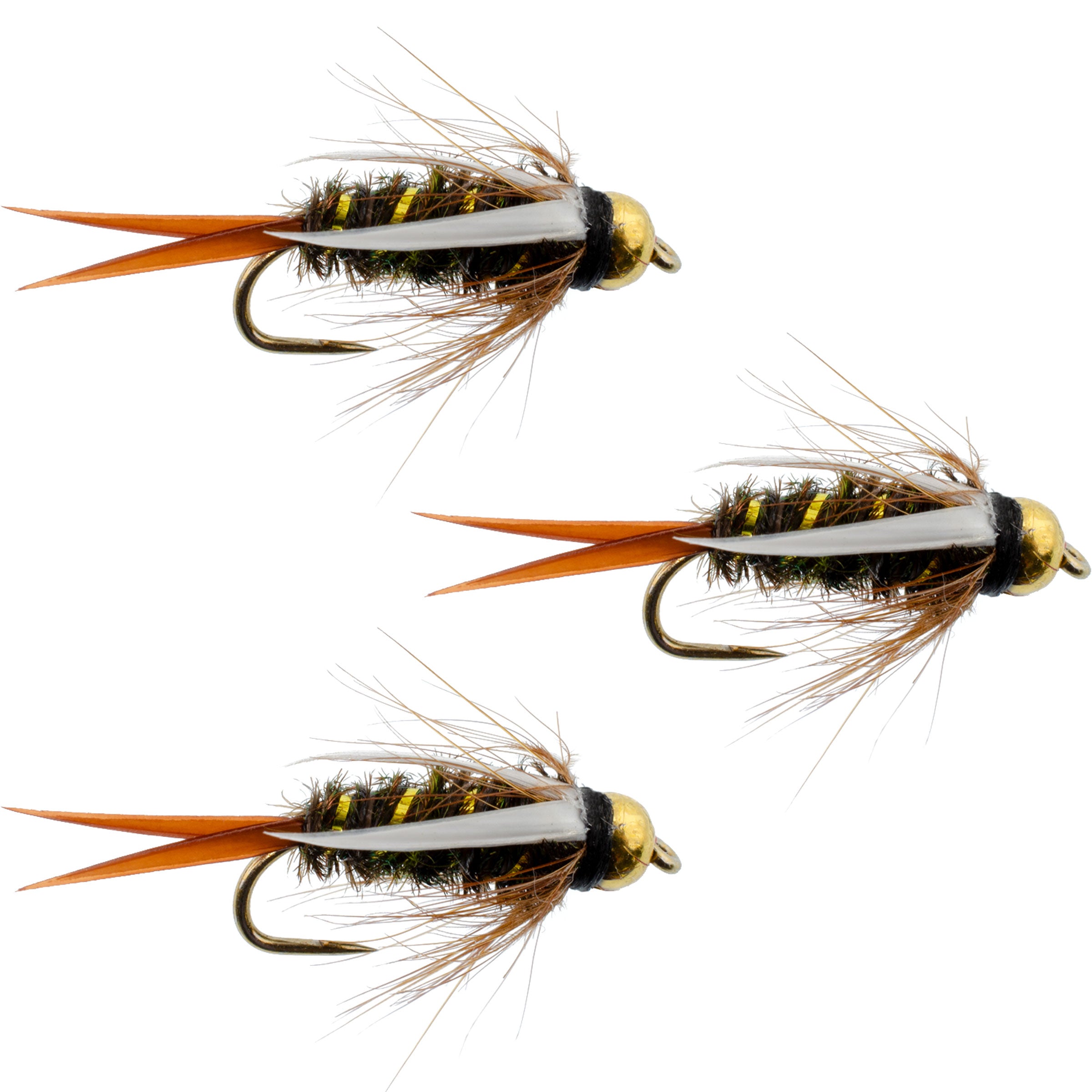 3 Pack Barbless Bead Head Prince Nymph Fly Fishing Flies - Hook Size 10
