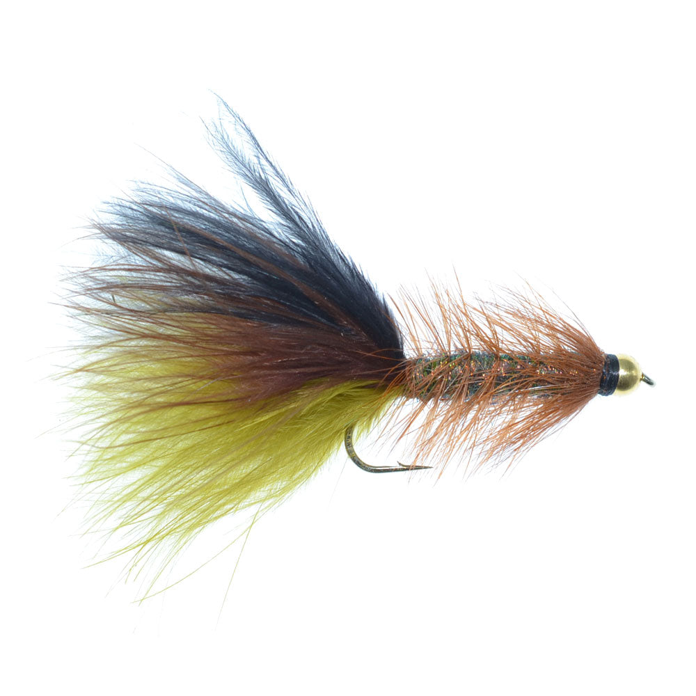 Bead Head Crystal Woolly Bugger Streamer Moscas - Juego de 12 moscas para lubinas y truchas - Tamaño del gancho 4