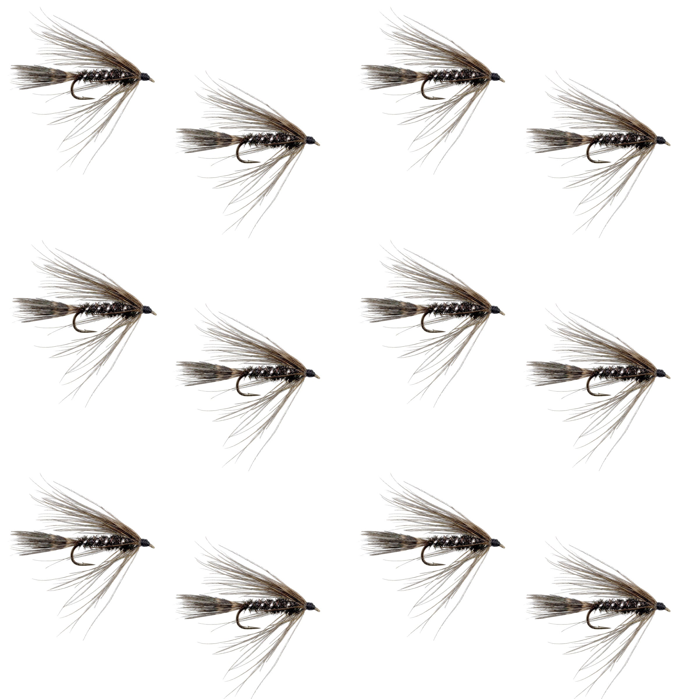 Carey Special Soft Hackle Grouse and Peacock Wet Fly - 12 Flies Hook Size 10