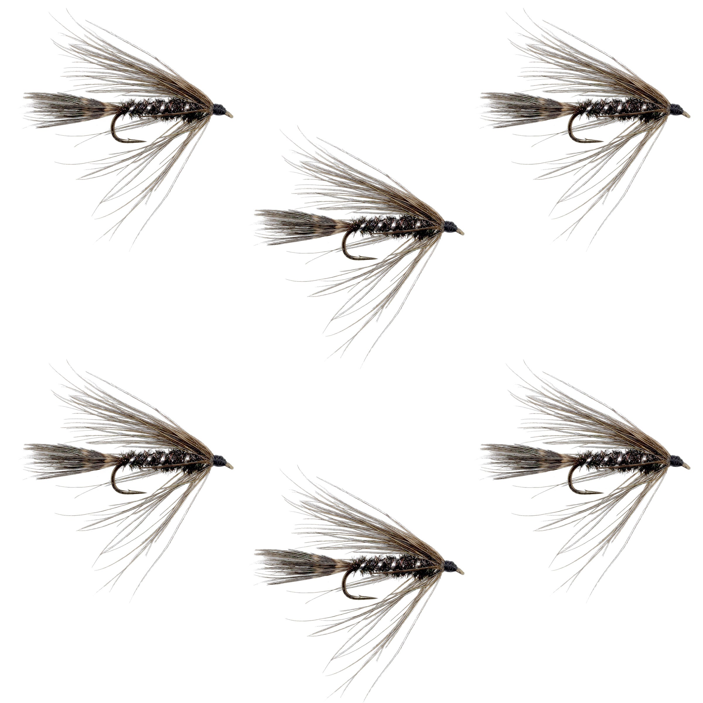 Carey Special Soft Hackle Grouse and Peacock Wet Fly - 6 Flies Hook Size 10