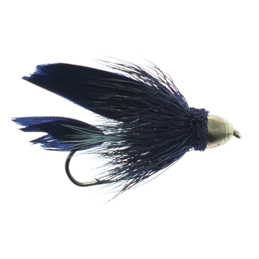 Moscas de pesca con mosca de cabeza cónica, color negro, Muddler Minnow, serpentinas clásicas, juego de 4 anzuelos para moscas, tamaño 10