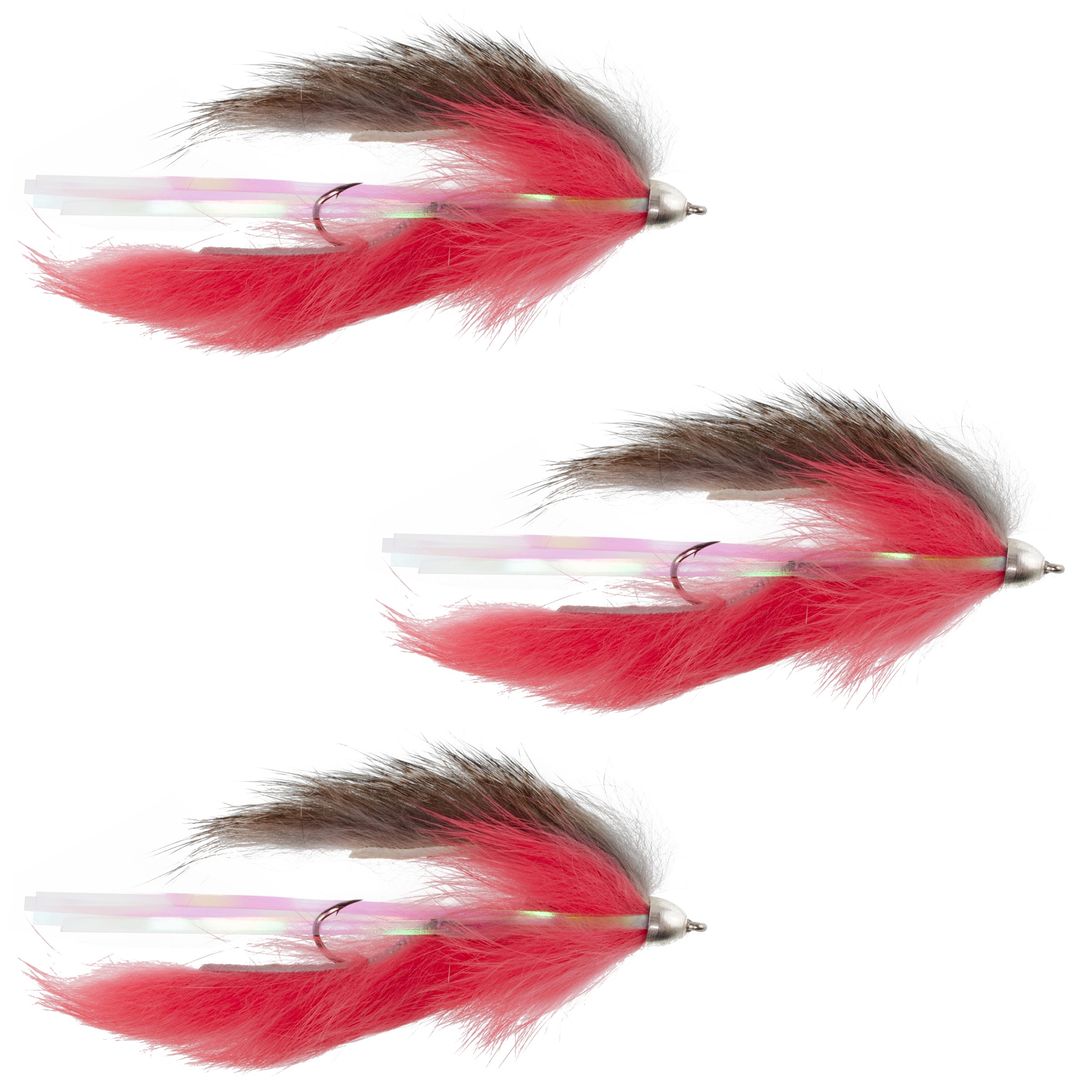 Dolly Llama Stinger Streamer Flies - 3 Natural and Salmon Steelhead Trout Alaska Fly Fishing Flies - Hook Size 4