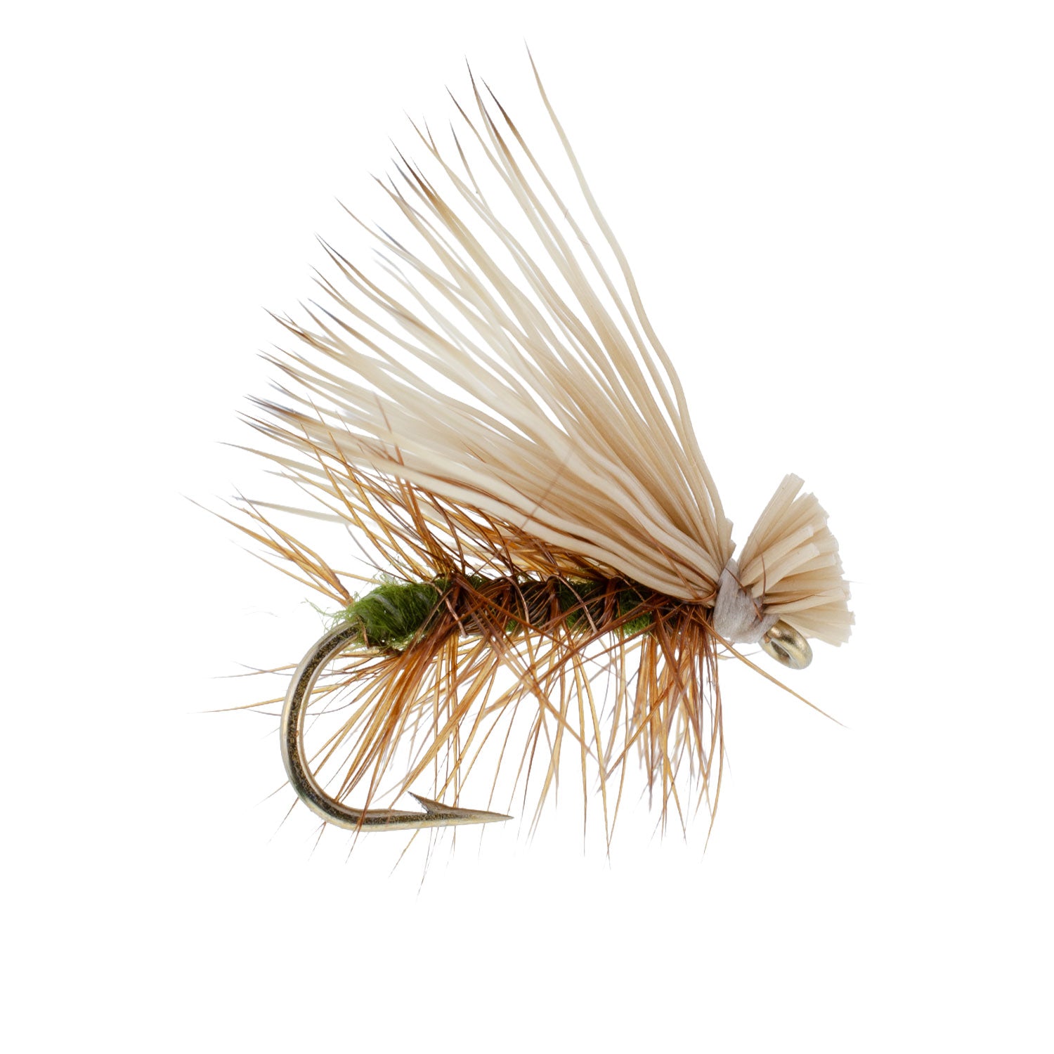 3 Pack Olive Elk Hair Caddis Classic Trout Dry Fly - Hook Size 12