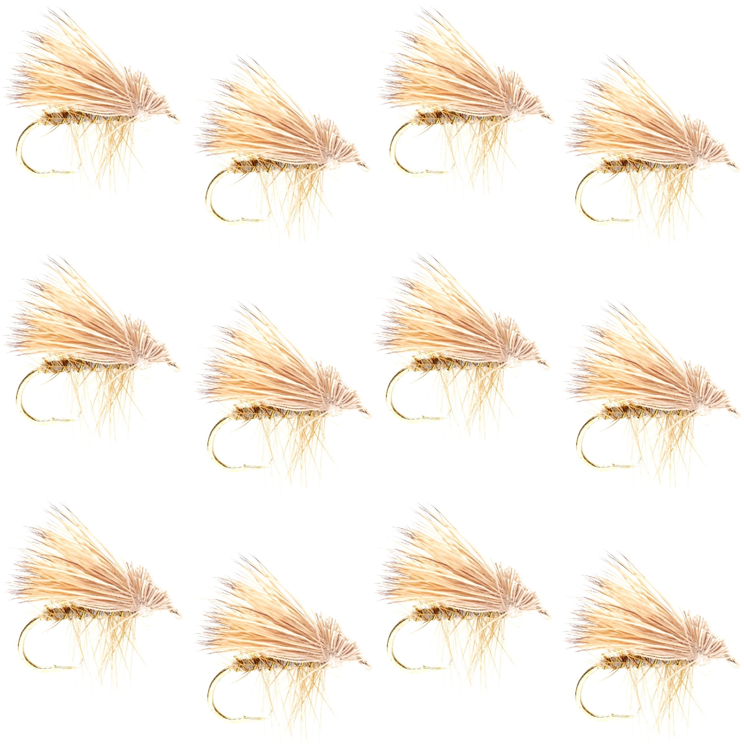 Barbless Yellow Elk Hair Caddis Classic Trout Dry Flies 1 Dozen Flies Size 12