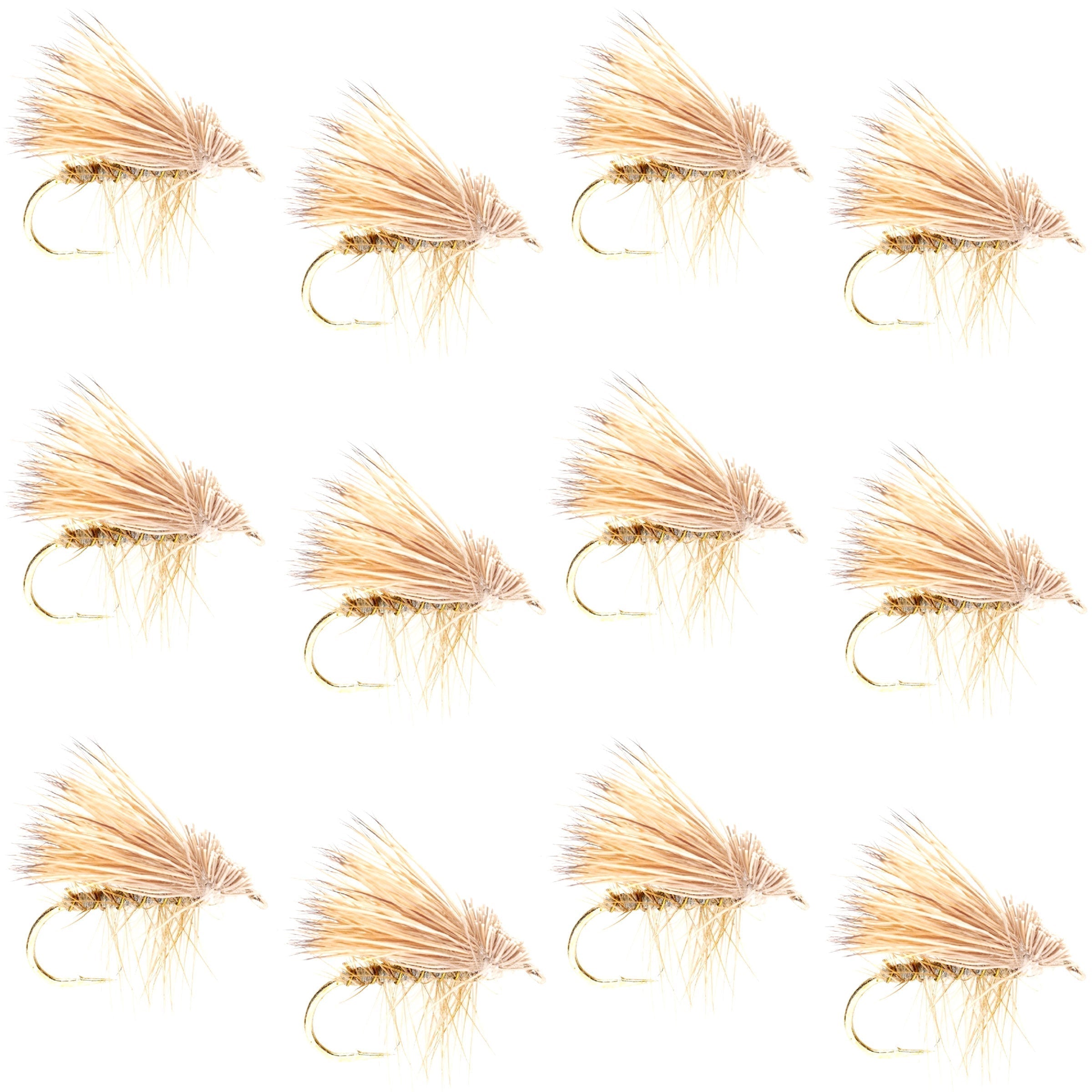 Paquete de 3 moscas secas para trucha Caddis Classic de pelo de alce, tamaño 12