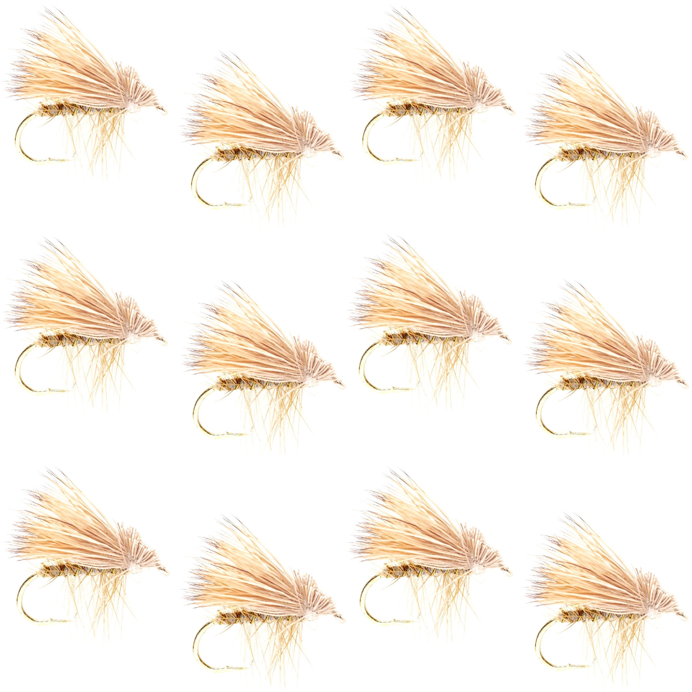 Paquete de 3 moscas secas para trucha Caddis Classic de pelo de alce, tamaño 12