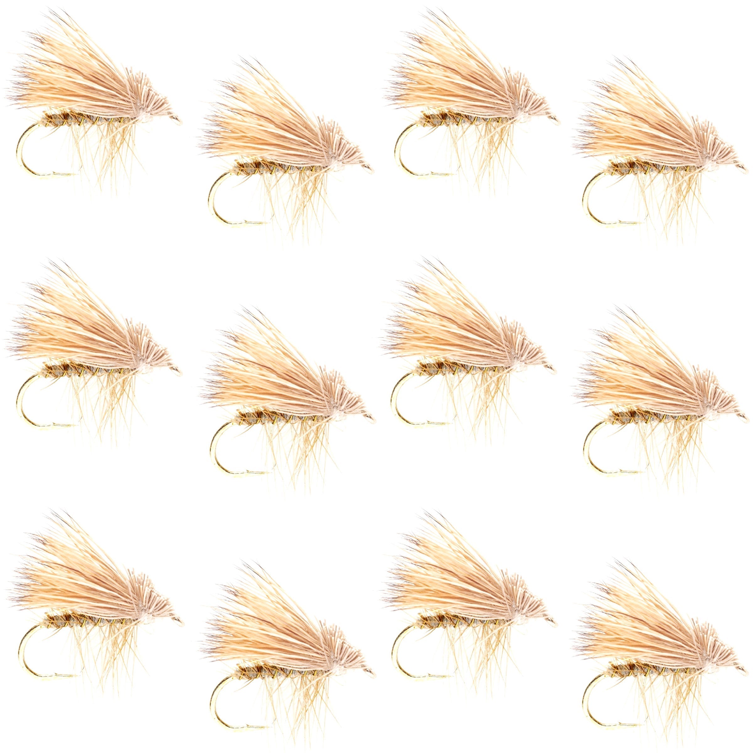 Paquete de 3 moscas secas para trucha Caddis Classic de pelo de alce, tamaño 12