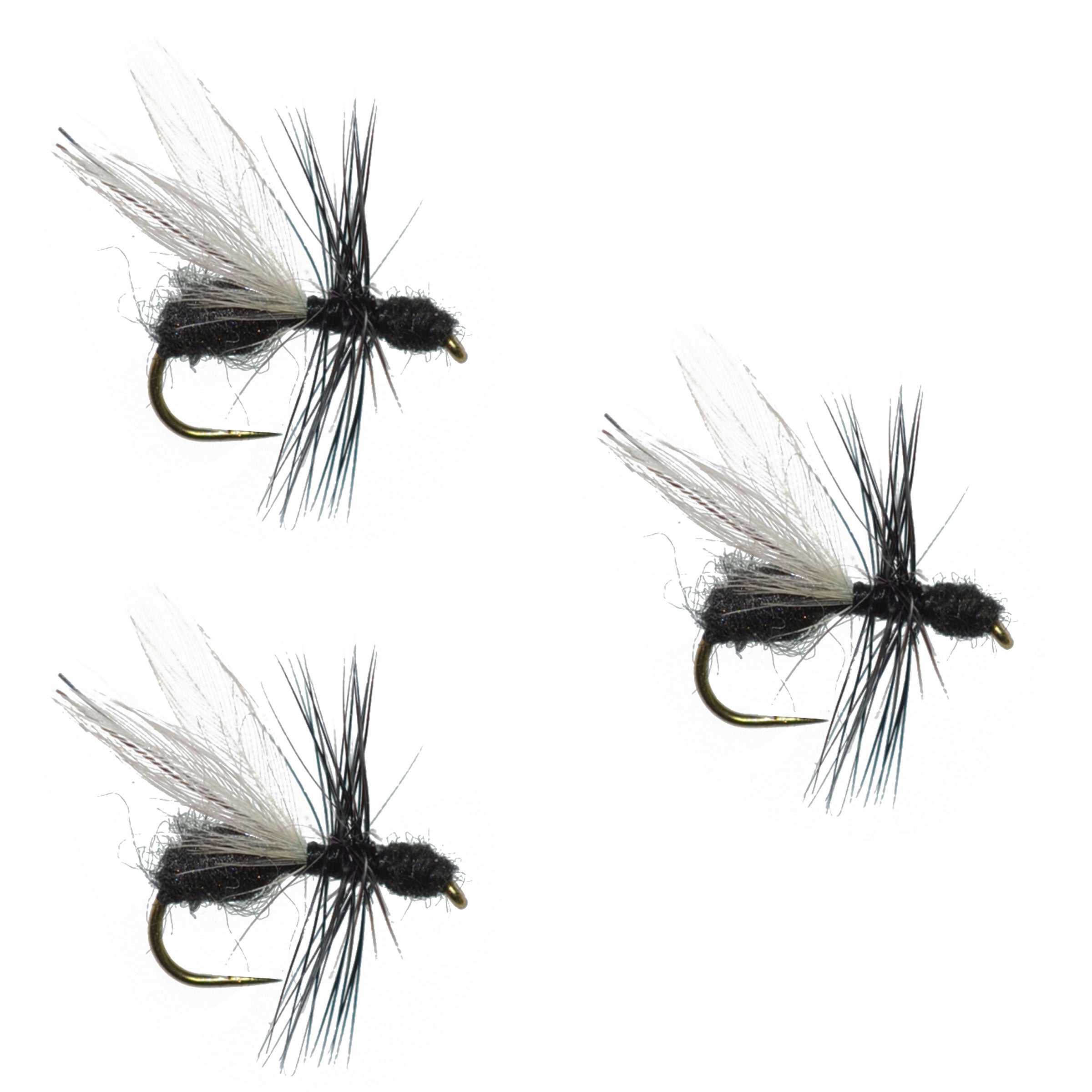 3 Pack Black Fur Flying Ant Terrestrial Trout Dry Fly - Hook Size 12