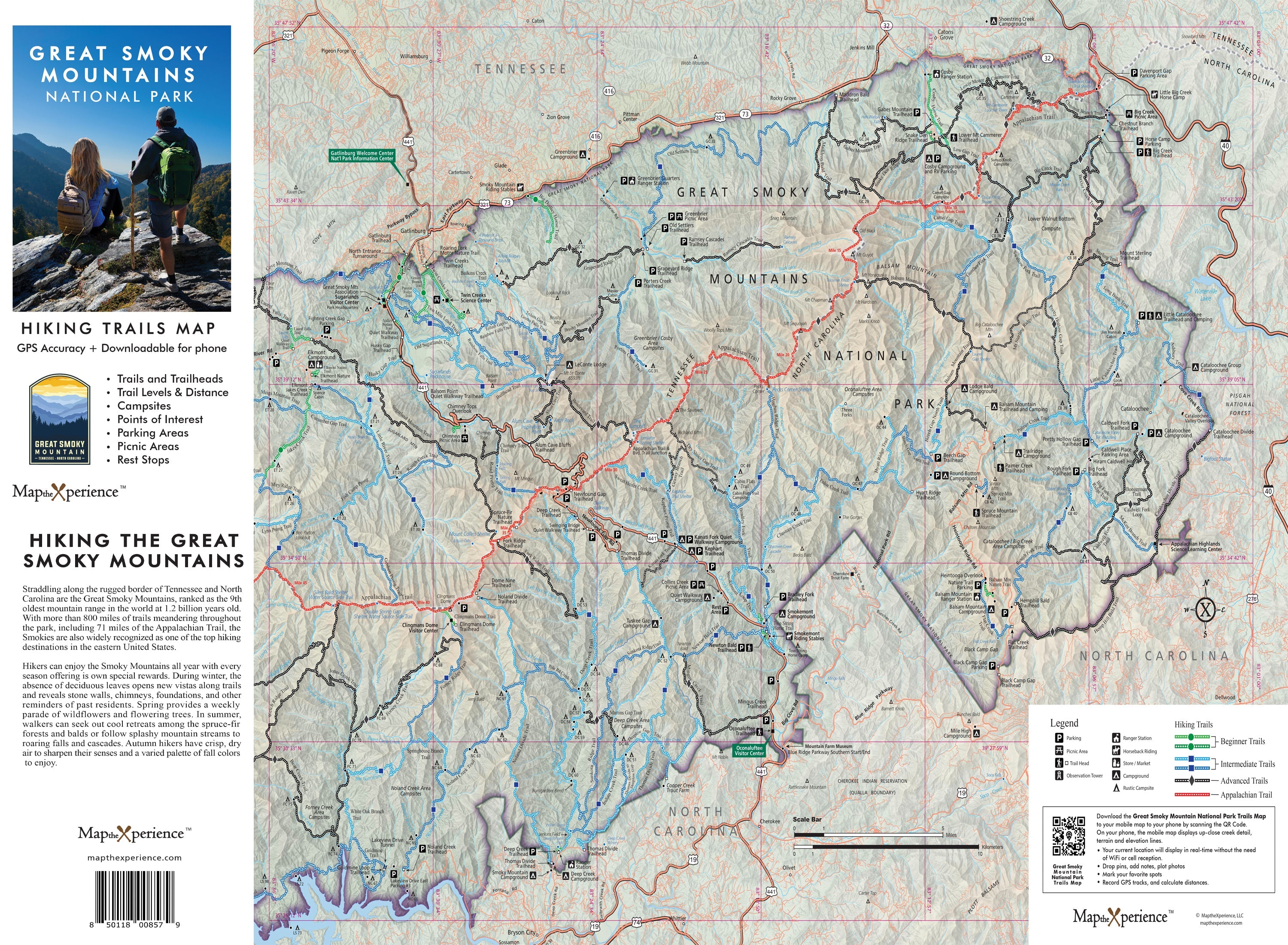 Great Smoky Mountains National Park Hiking Trail Map | Paper + Mobile GPS Guide