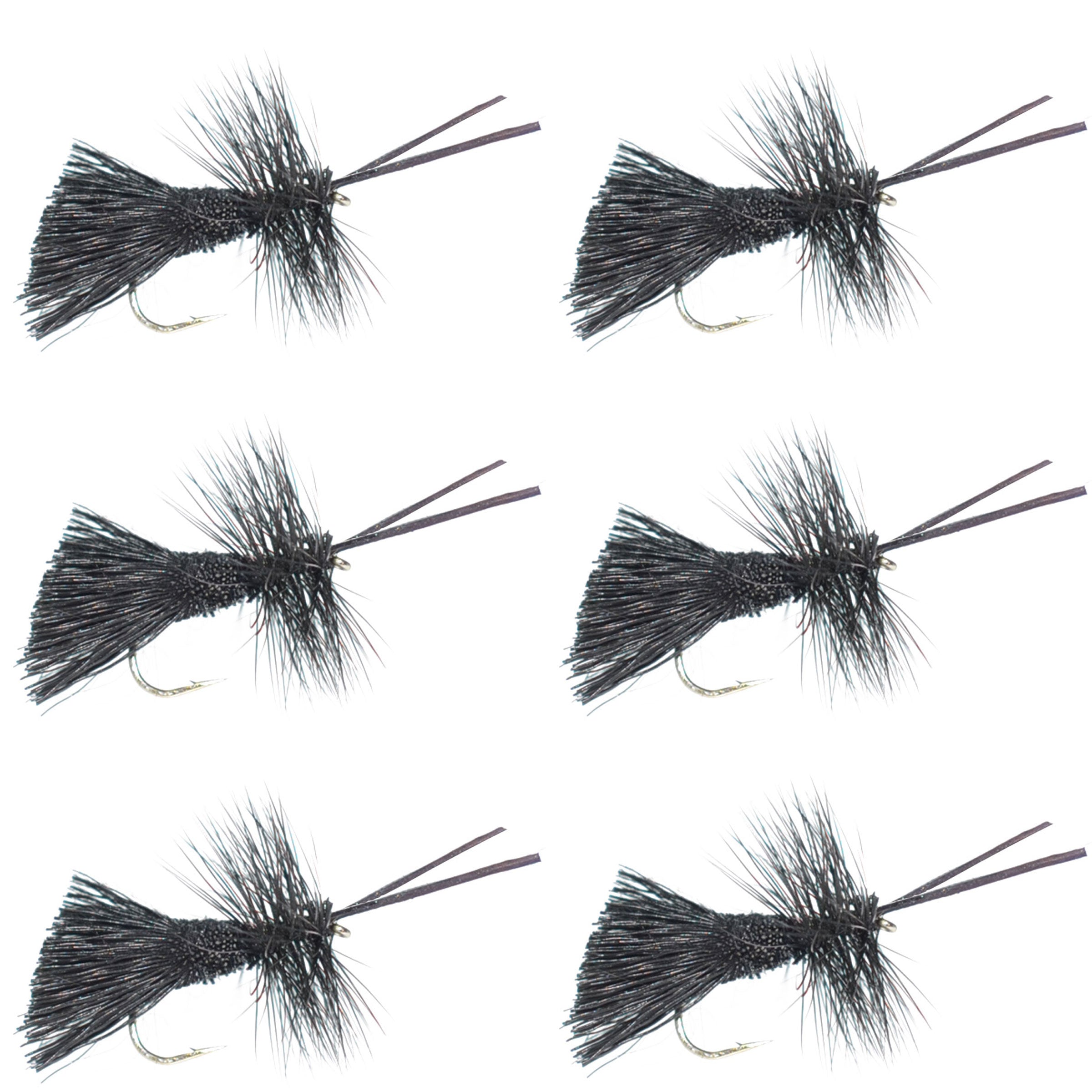 Goddard Caddis Black Dry Fly - Anzuelo para 6 moscas, tamaño 12