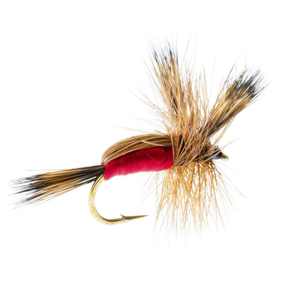 Red Humpy Classic Hair Wing Dry Fly - 1 docena de anzuelos para moscas, tamaño 14