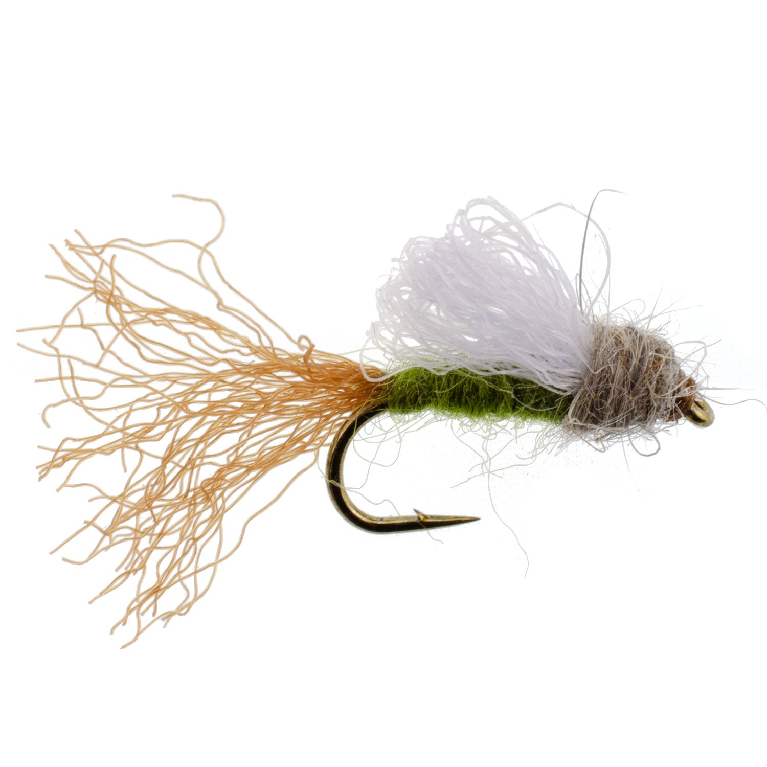 Olive Iris Caddis Emerger Caddis Trout Dry Fly - 6 Flies Hook Size 16