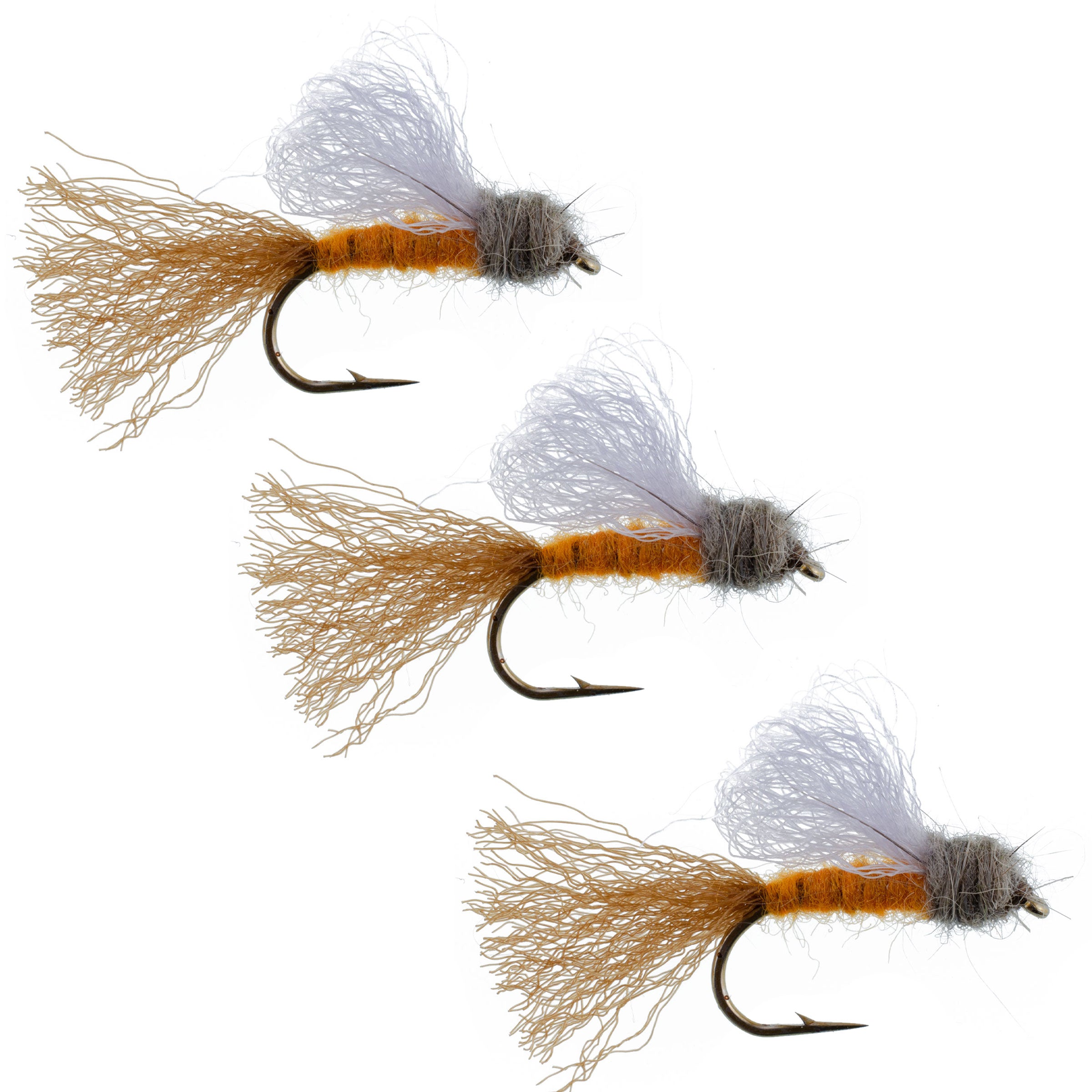 3 Pack Orange Iris October Caddis Emerger Caddis Trout Dry Fly - Hook Size 8