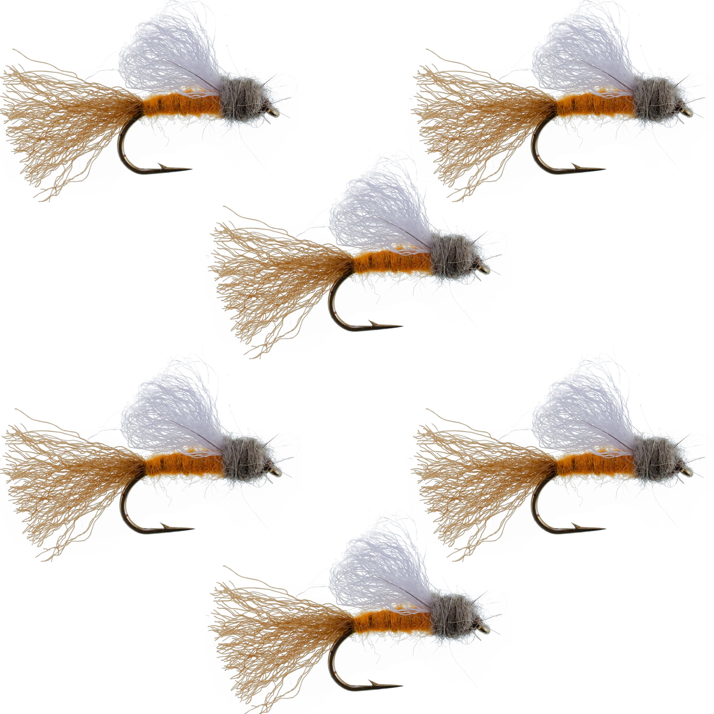 Orange Iris October Caddis Emerger Caddis Trout Dry Fly - 6 Flies Hook Size 8