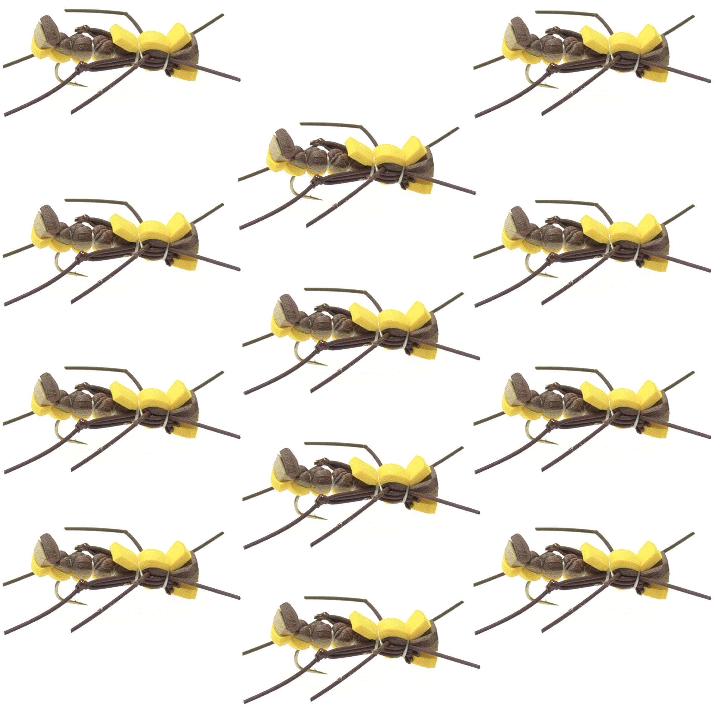 Mantis BLT - Mosca de saltamontes con cuerpo de espuma, 1 docena de anzuelos para moscas, tamaño 10