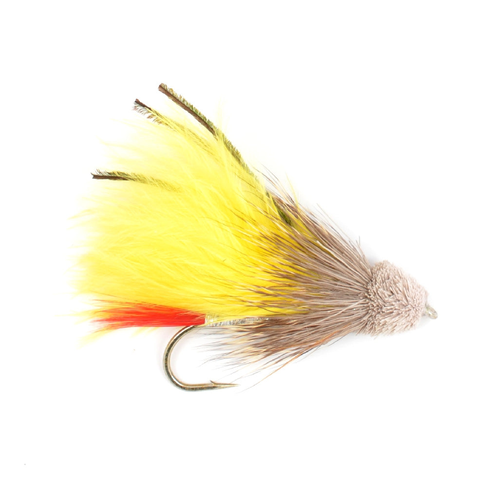 Moscas amarillas Marabou Muddler Minnow Streamer - 4 moscas de pesca con mosca - Tamaño del anzuelo 8