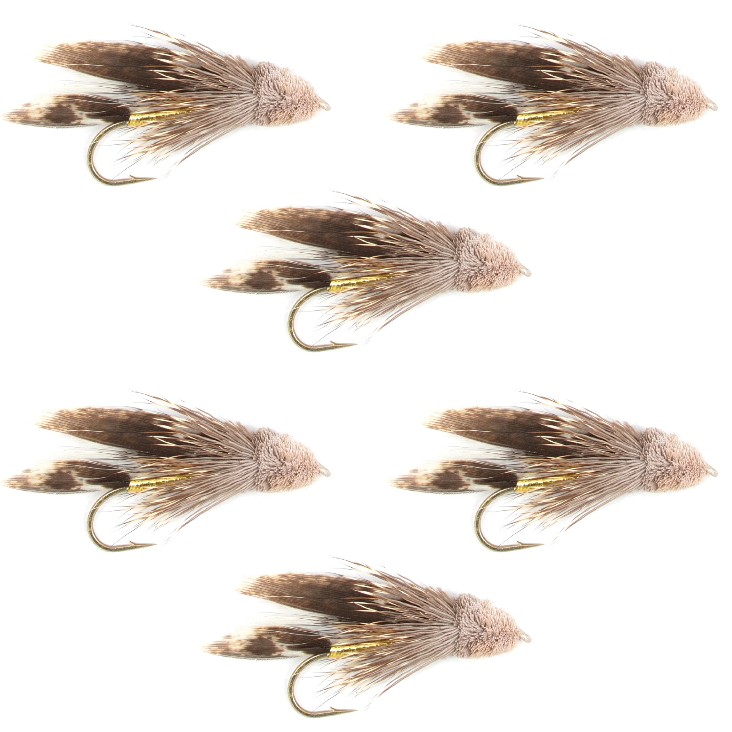 Muddler Minnow Moscas para pesca con mosca, serpentinas clásicas para lubinas y truchas, juego de 6 anzuelos para moscas, tamaño 8