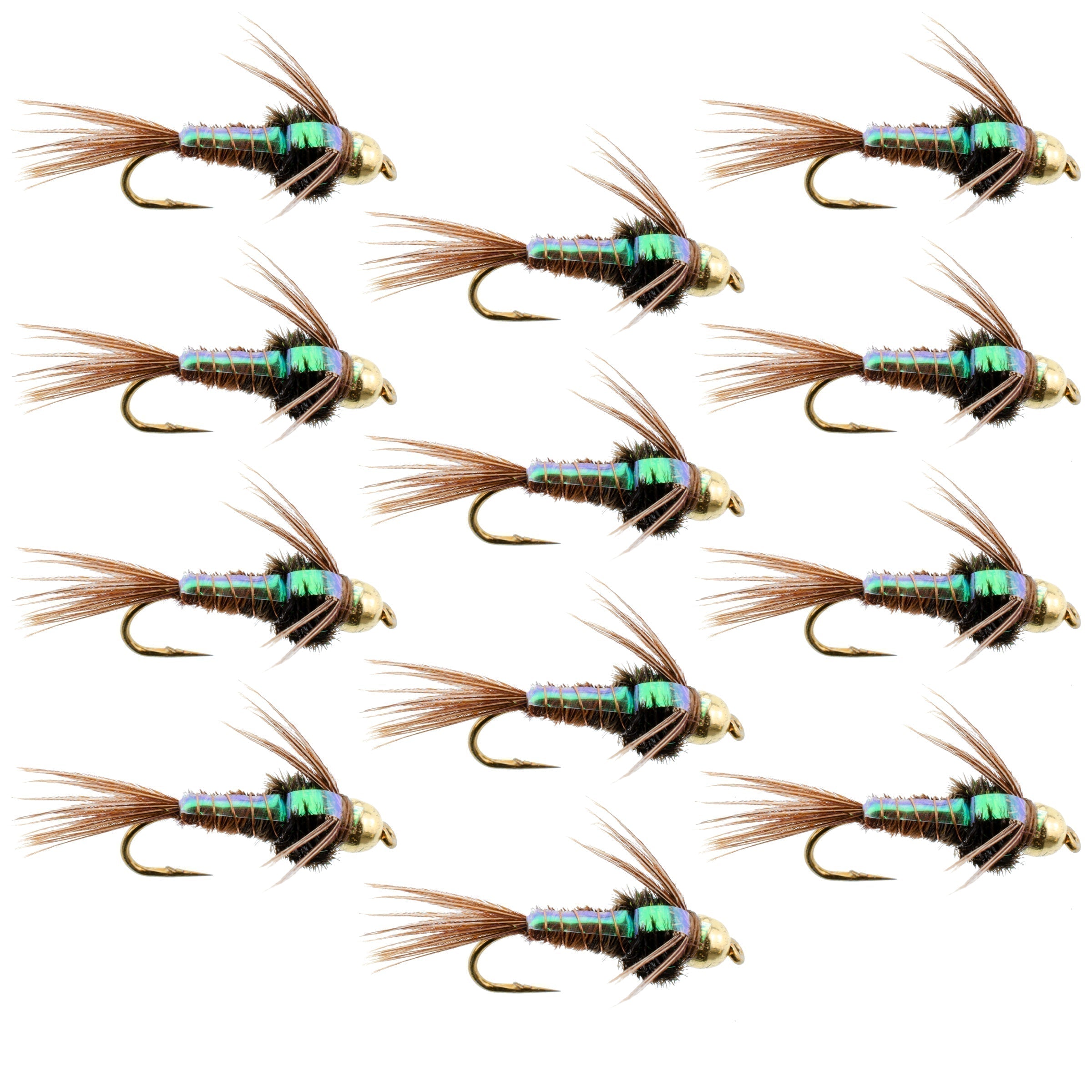 Tungsten Bead Head Flash Back Pheasant Tail Nymph 1 Dozen Flies Size 18