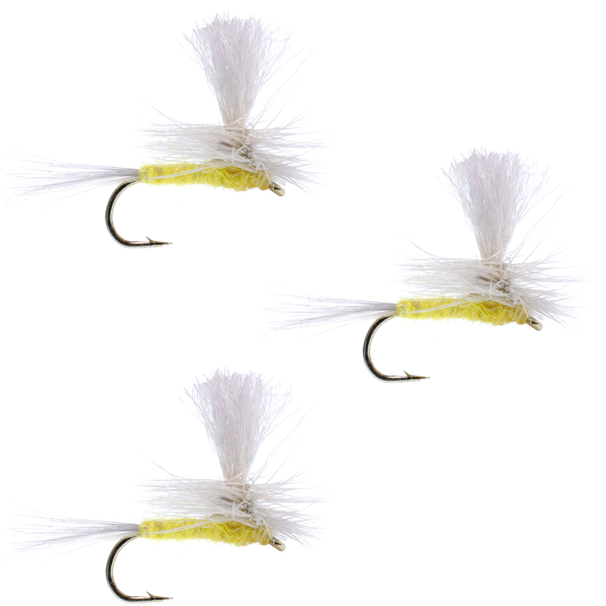 Paquete de 3 anzuelos para mosca seca Pale Morning Dun Parachute PMD Classic, tamaño 18