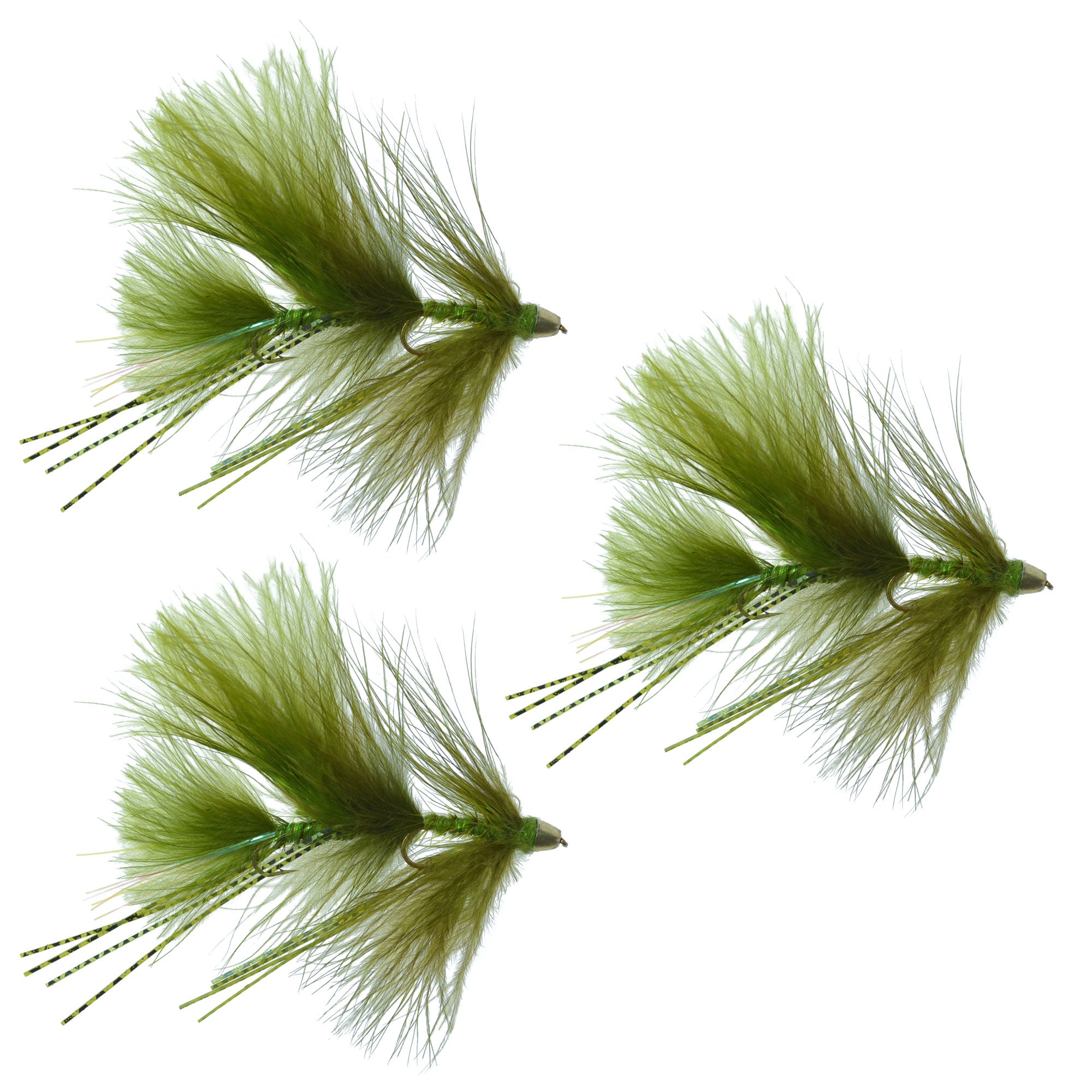 Circus Peanut Envy Streamer Olive - Size 6 - Articulated Fishing Flies - Set of 3