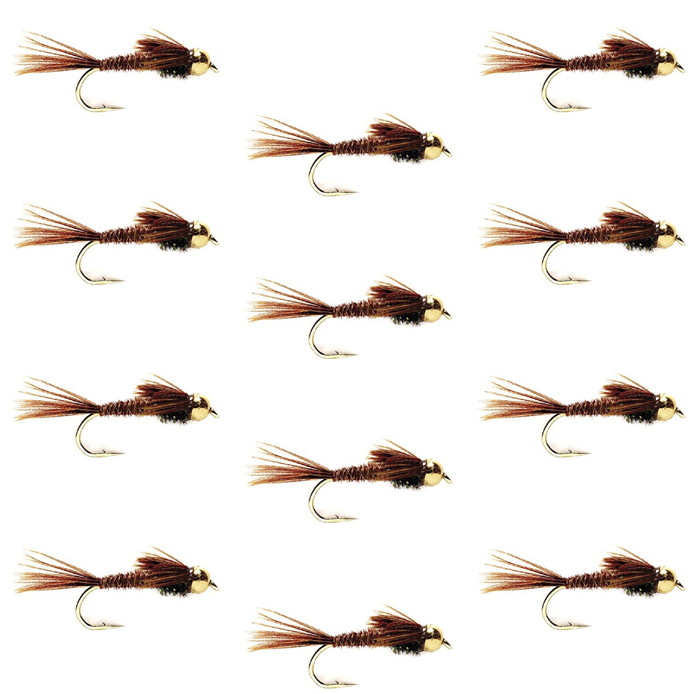 Tungsten Bead Head Pheasant Tail Nymph 1 Dozen Flies Size 16