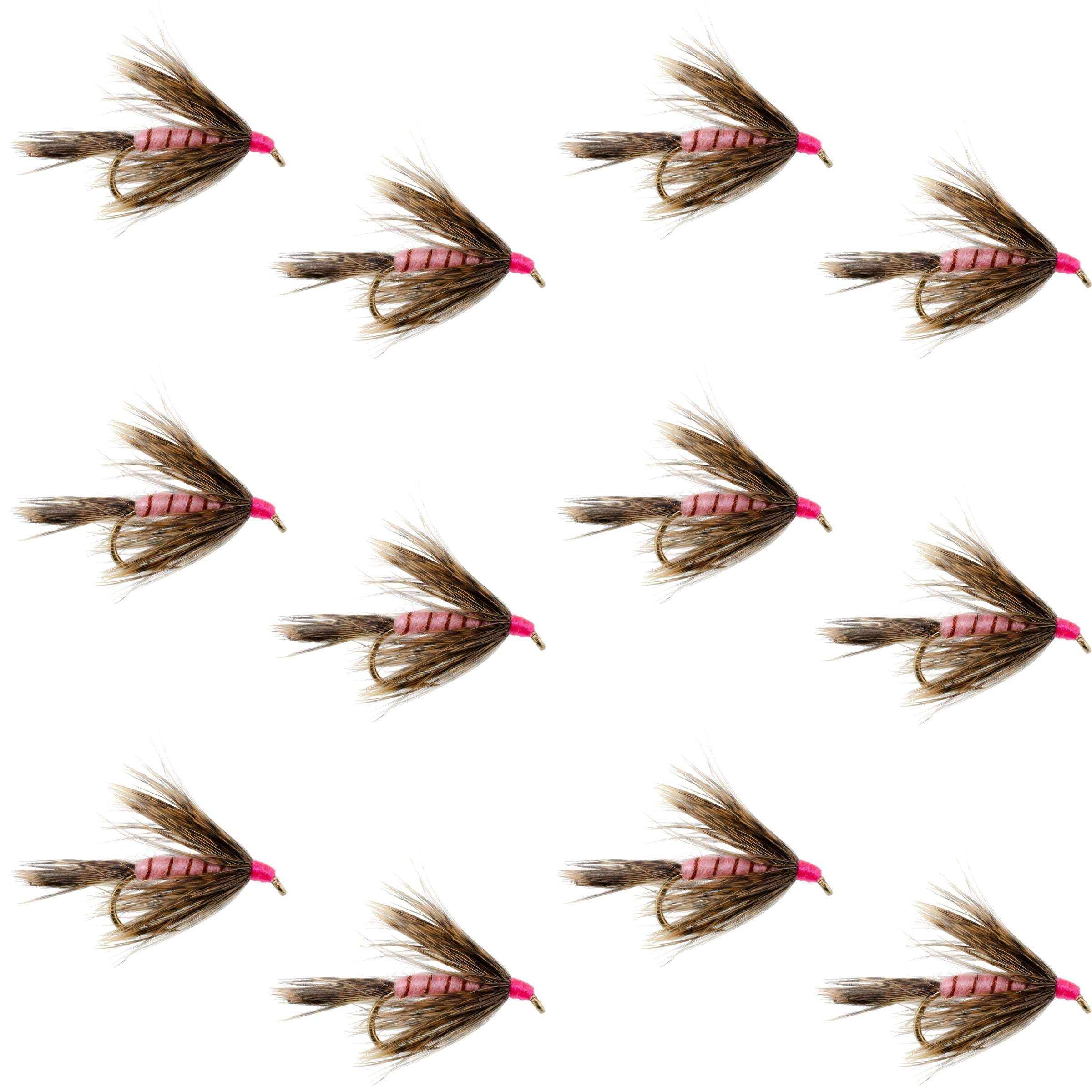 Fall Soft Hackle Grouse and Pink Wet Fly - 12 Flies Size 8