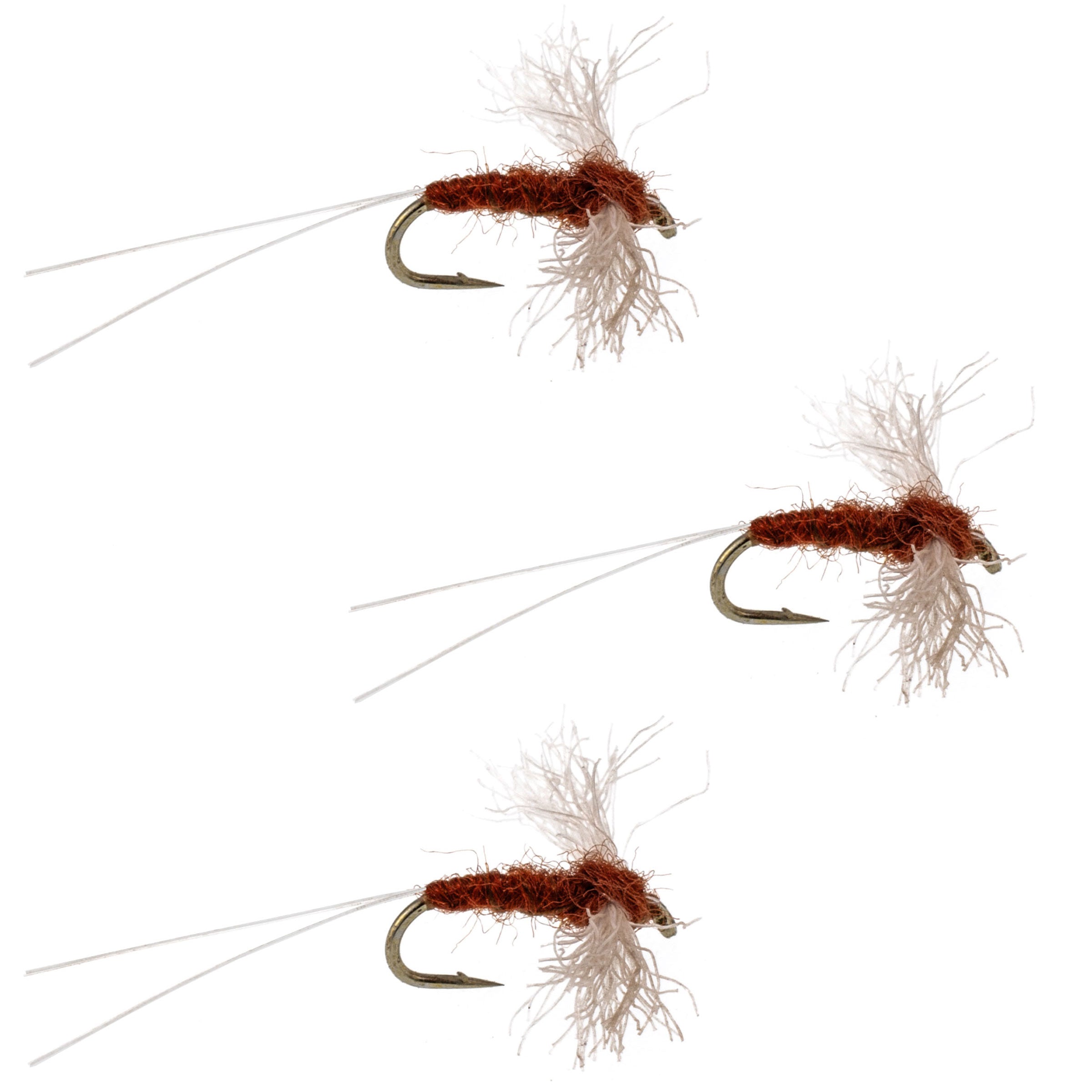 3 Pack Poly Wing Rusty Spinner Mayfly Flies Hook Size 14