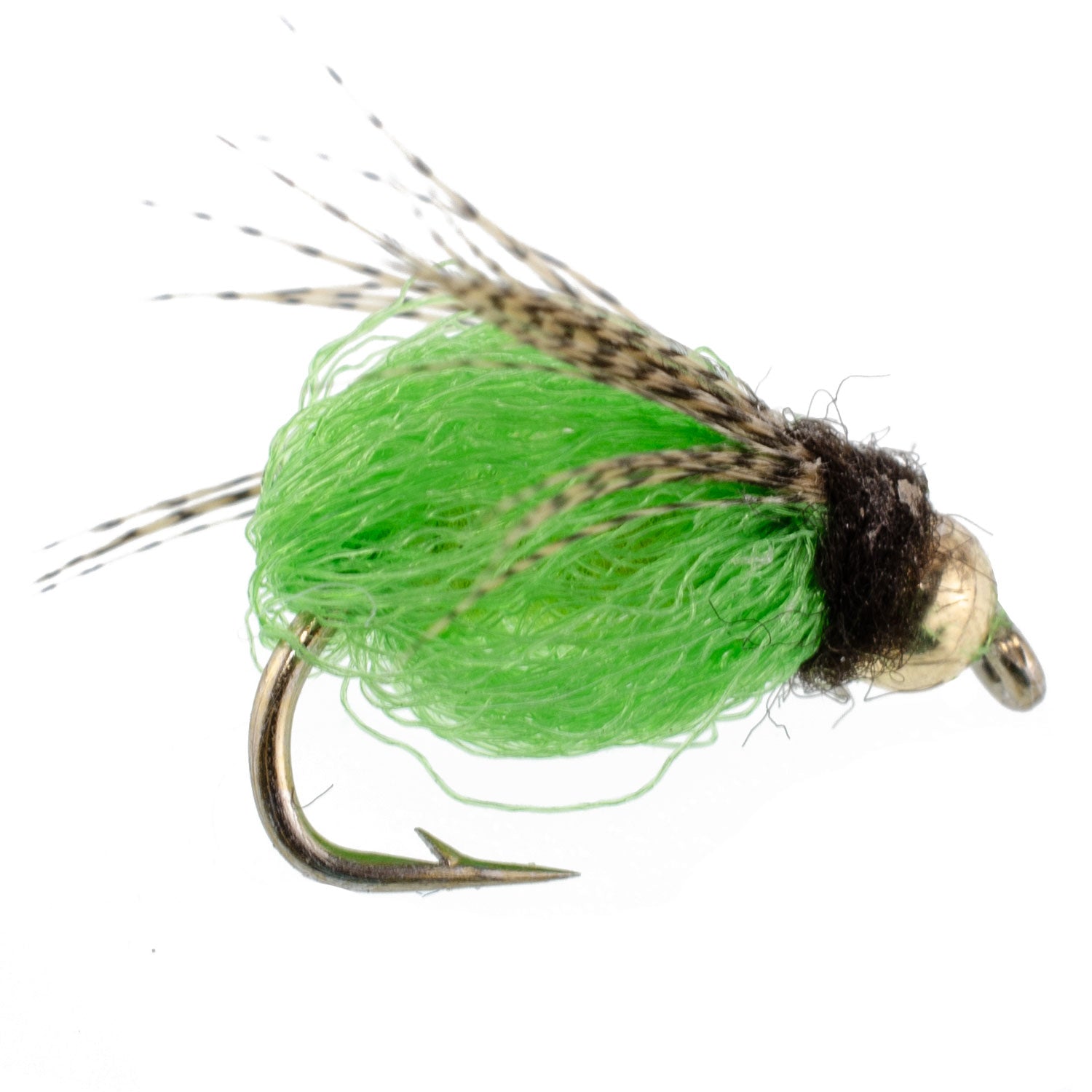 3 Pack Bead Head LaFontaine Bright Green Deep Sparkle Caddis Pupa - Hook Size 12