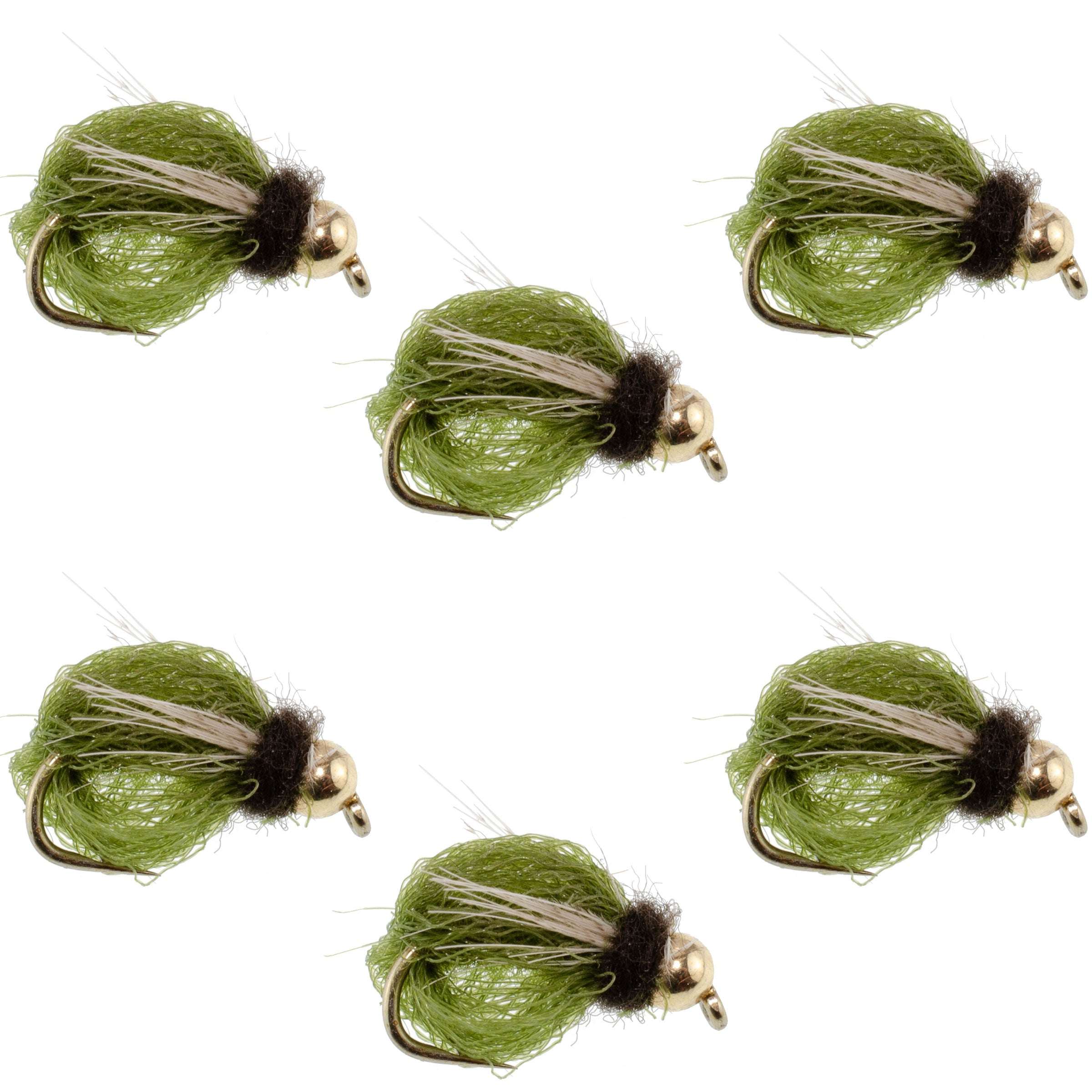 Bead Head LaFontaine Olive Deep Sparkle Caddis Pupa - 6 Flies Hook Size 12