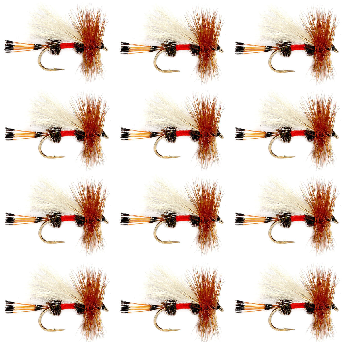Royal Trude Classic Hair Wing Dry Fly - 1 docena de anzuelos para moscas, tamaño 12