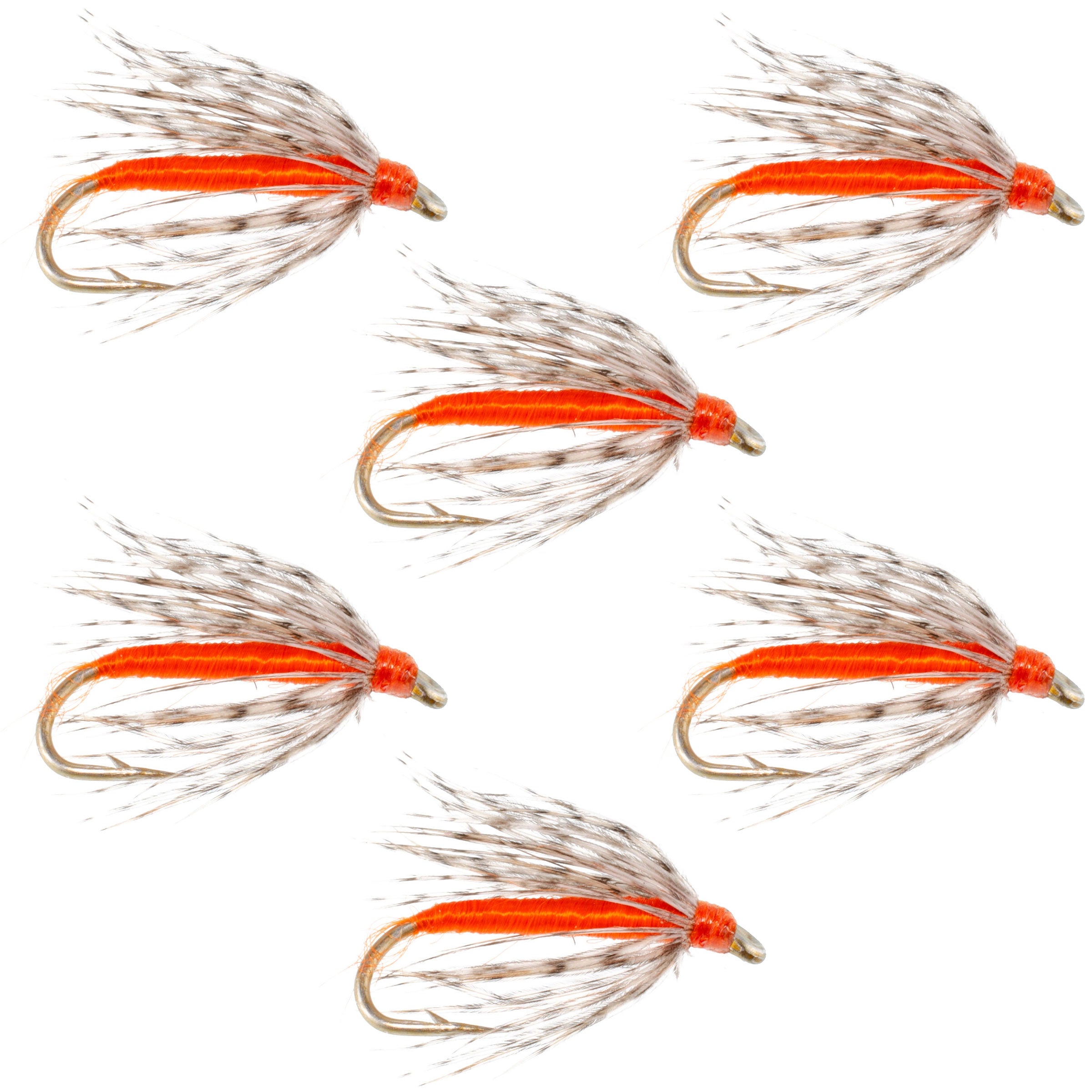 Soft Hackle Partridge and Orange Fly Fishing Wet Flies - 6 Flies Hook Size 16