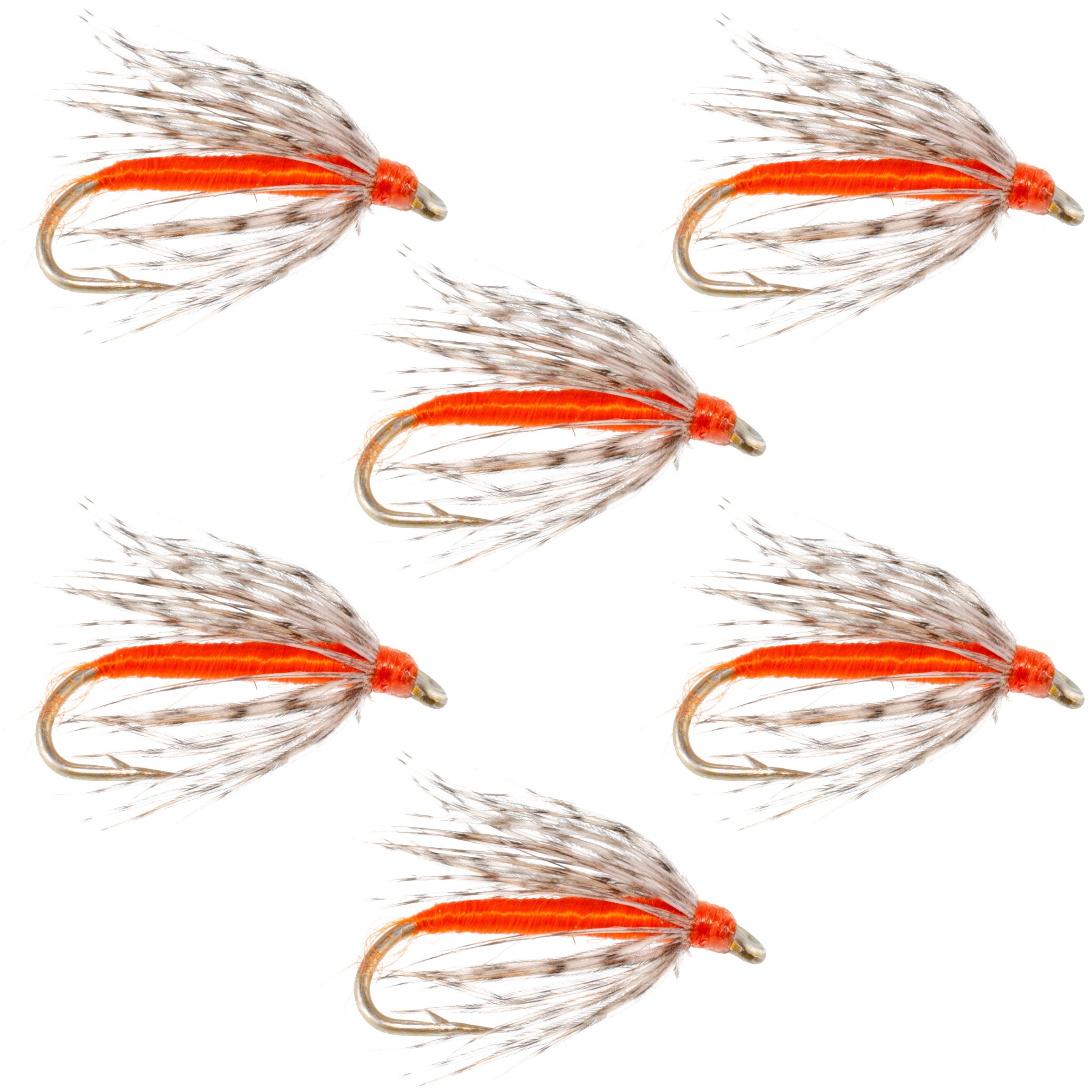 Moscas Húmedas para Pesca con Mosca Soft Hackle Perdiz y Naranja - 6 Moscas Anzuelo Tamaño 16