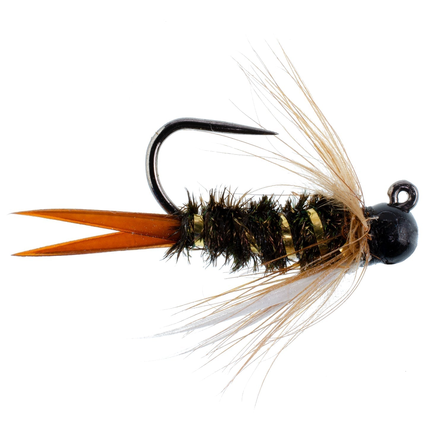 Black Tungsten Bead Prince Jig Tactical Czech Nymph Euro Nymphing Fly - 1 Dozen Flies Size 16