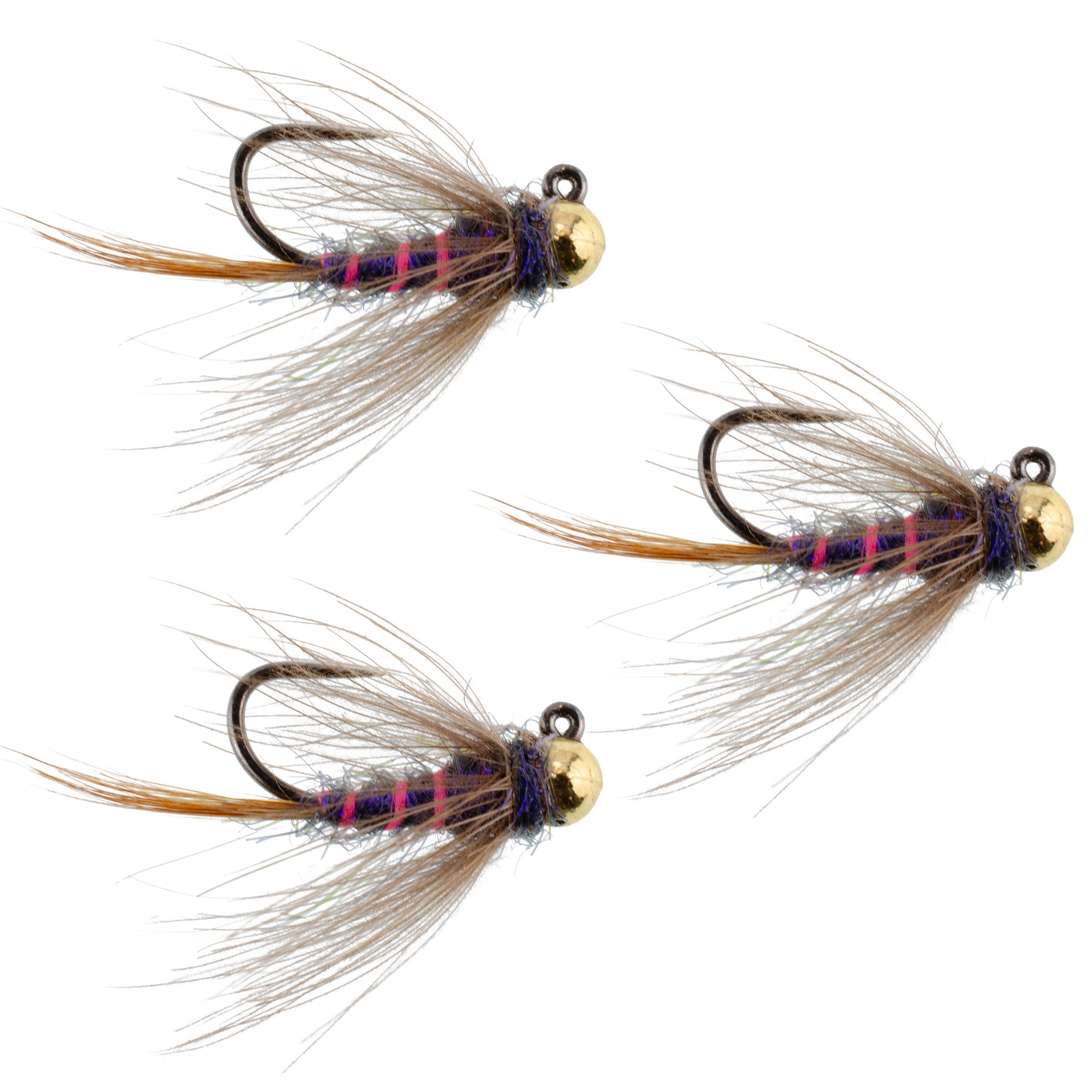 3 Pack Tungsten Bead Duracell Jigged Czech Nymph Euro Nymphing Fly