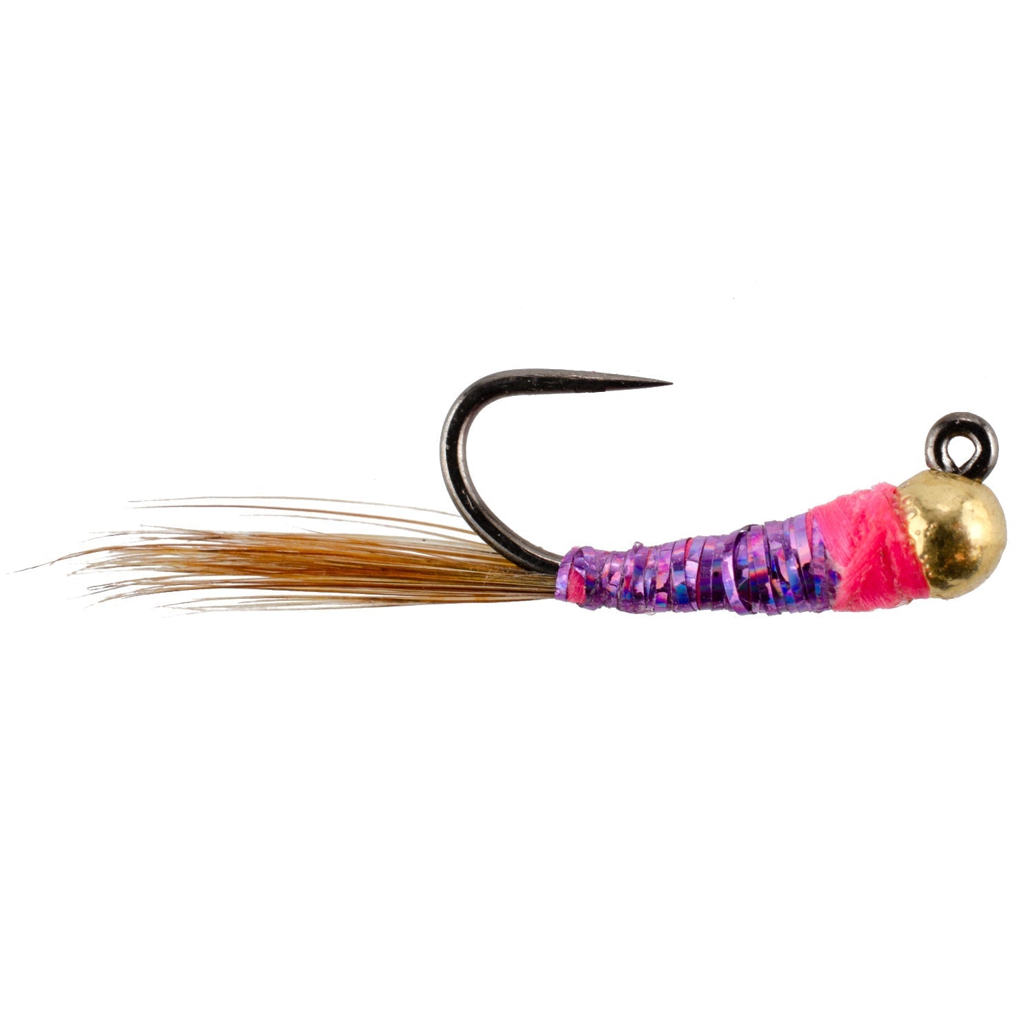 Tungsten Bead Hot Spot Purple Perdigon Tactical Jig Spanish Czech Euro Nymph Fly - 6 Flies Size 18