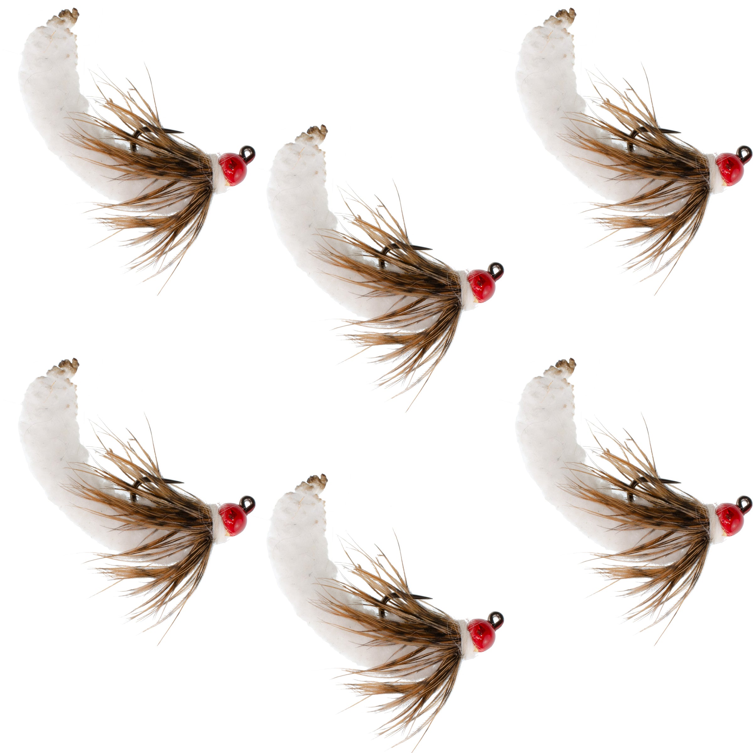 Plantilla táctica con mosca de fregona blanca con cuentas de tungsteno, mosca checa Euro ninfa sin púas, 6 moscas, tamaño 14
